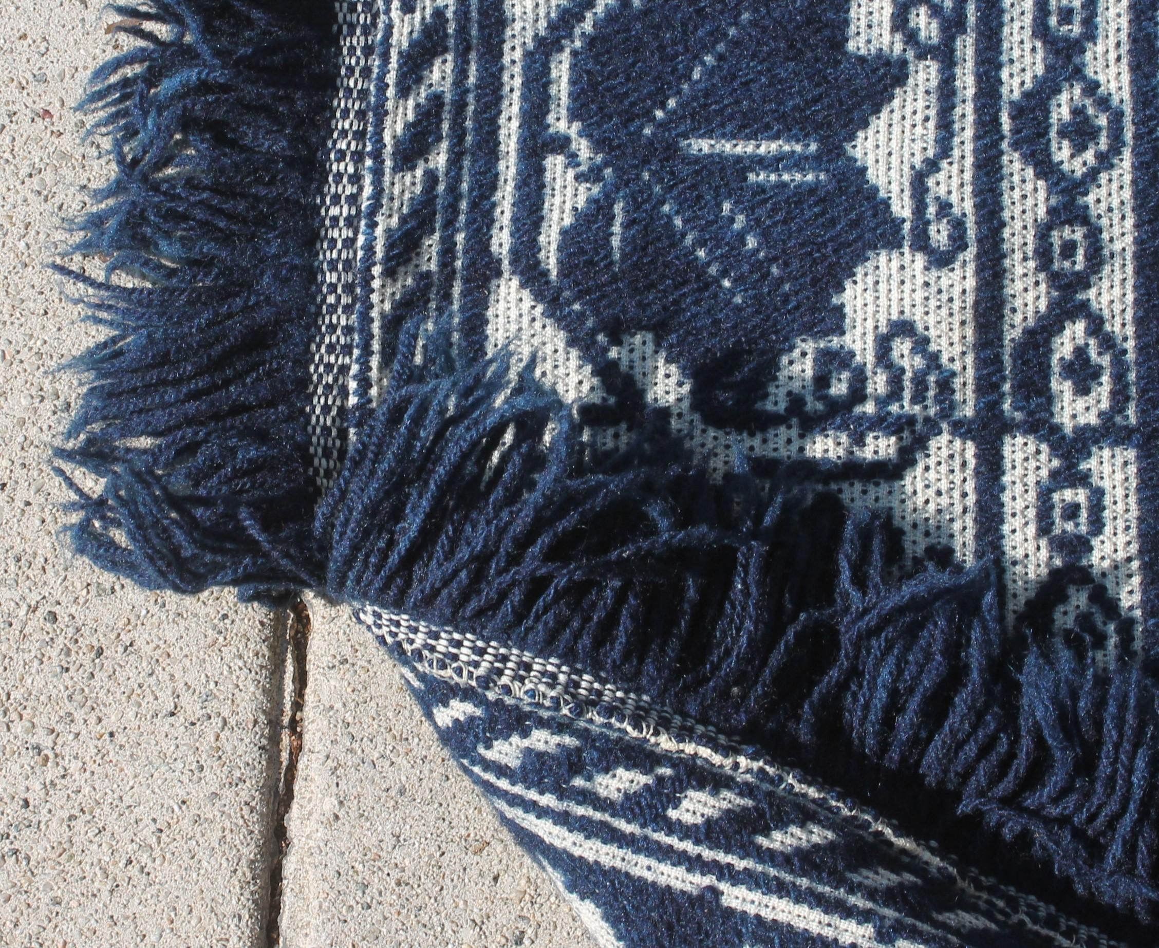 19th Century 19Thc Blue & White Woven Jacquard Coverlet From Pennsylvania For Sale