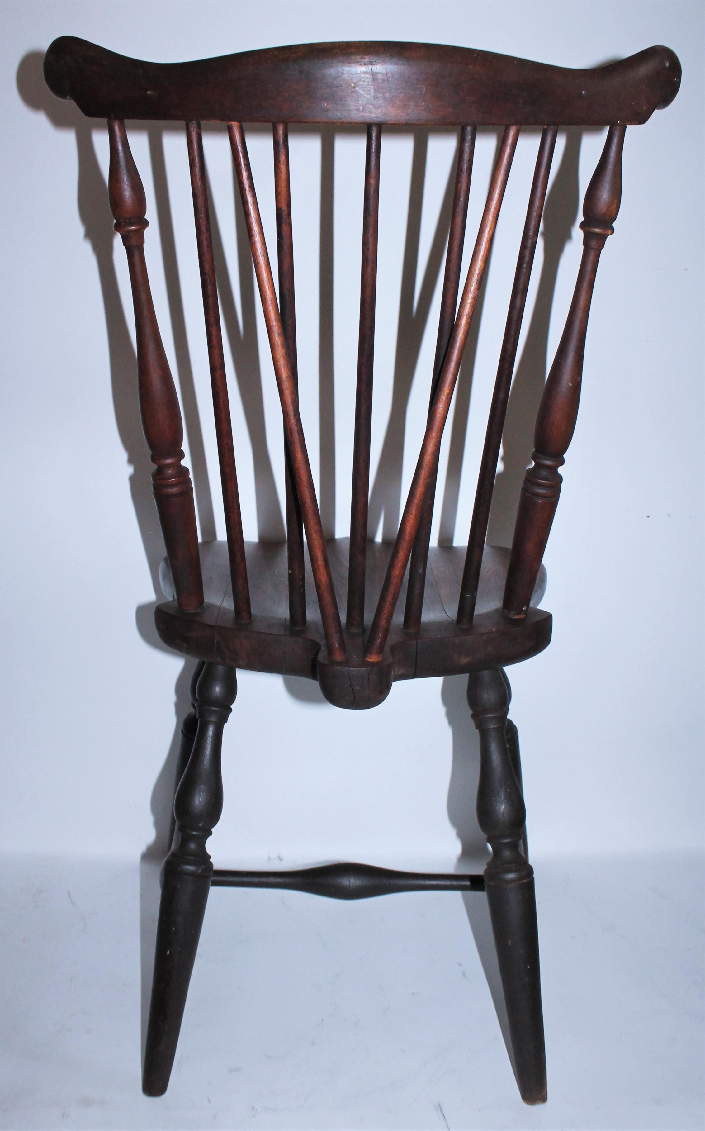 Country 19th Century Brace Back Windsor Chair with Saddle Seat