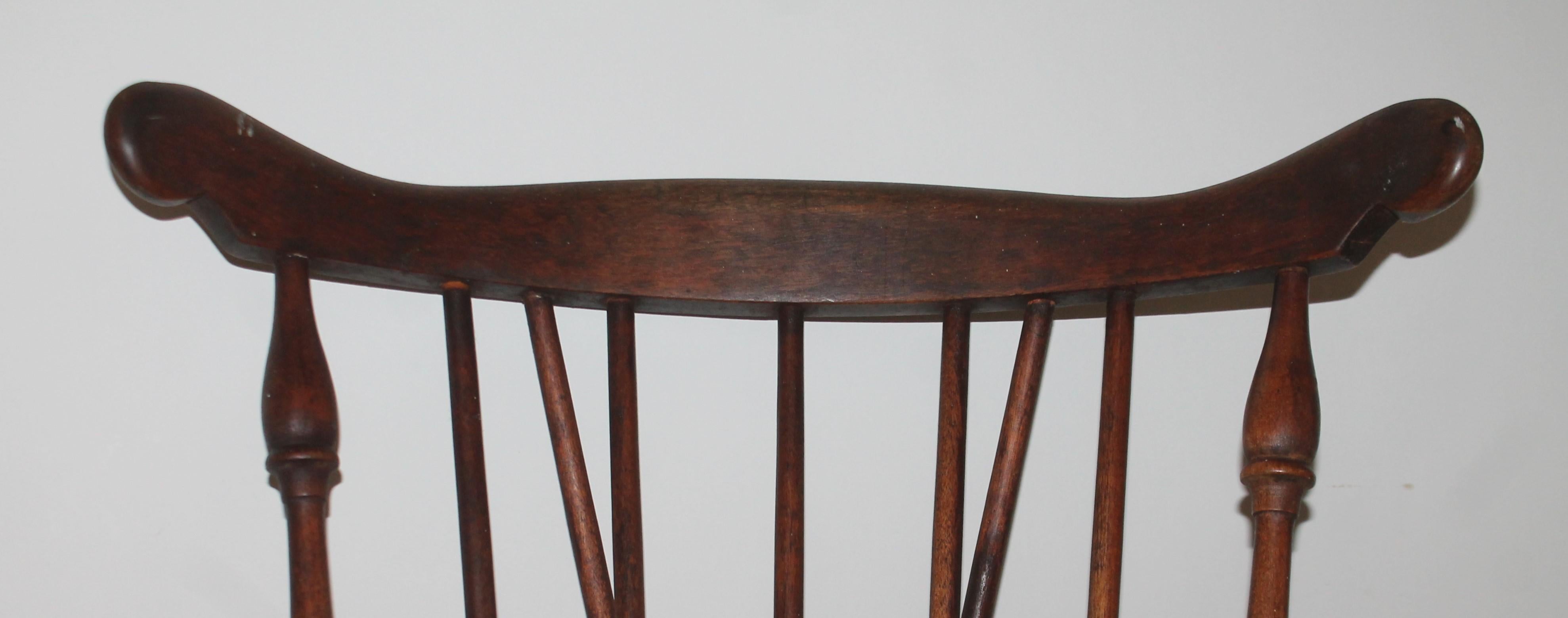 American 19th Century Brace Back Windsor Chair with Saddle Seat