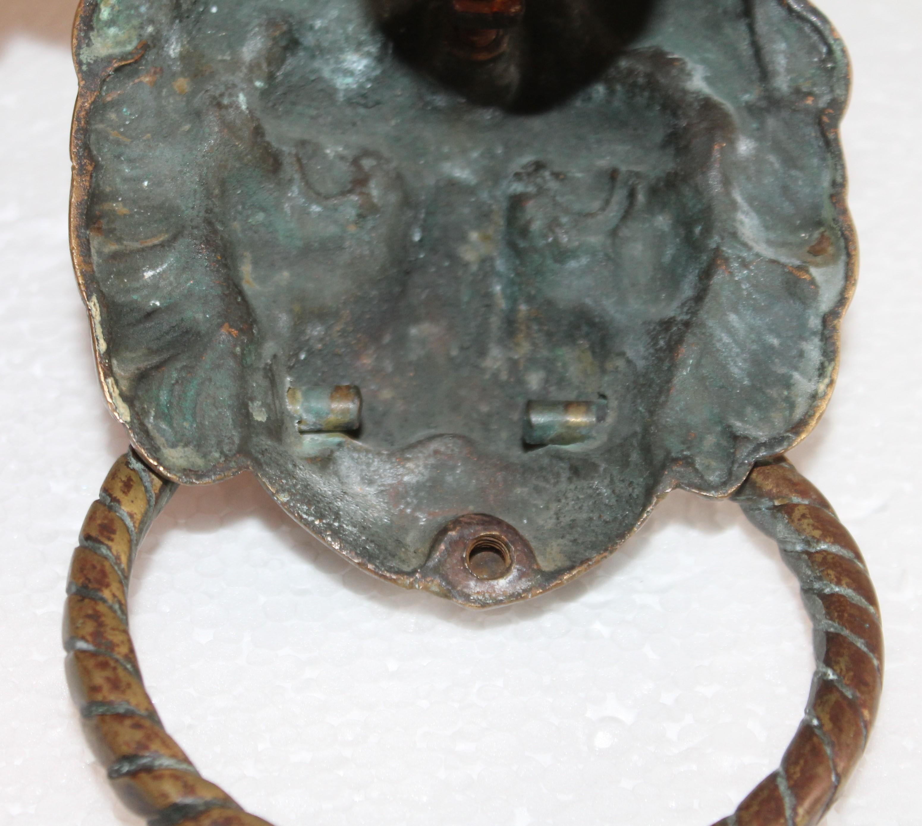 Forged 19th Century Brass Lion Head Door Knocker