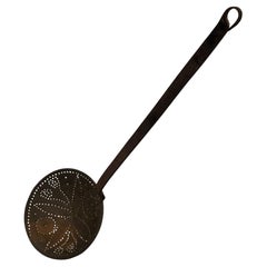 19thc Brass Skimming Ladle or Chest Nut Roaster