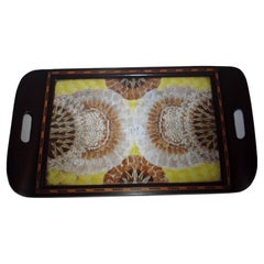 19thc Brazilian Rio Art Nouveau Signed Butterfly Wing Art- Serving Tray - Signed