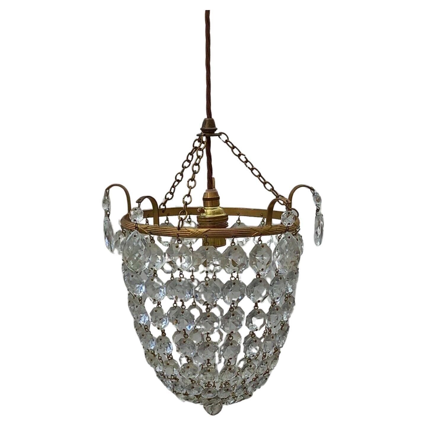 c1890 British Empire Bronze with Cut Crystal Bag and Tent style Chandelier/ Pendant Ceiling Fixture. I purchased this fixture along with some other beautiful British fixtures from a lighting dealer.