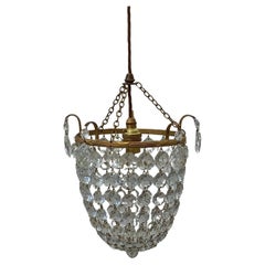 19thc British Empire Bronze with Cut Crystal Lantern style Pendant/ Chandelier