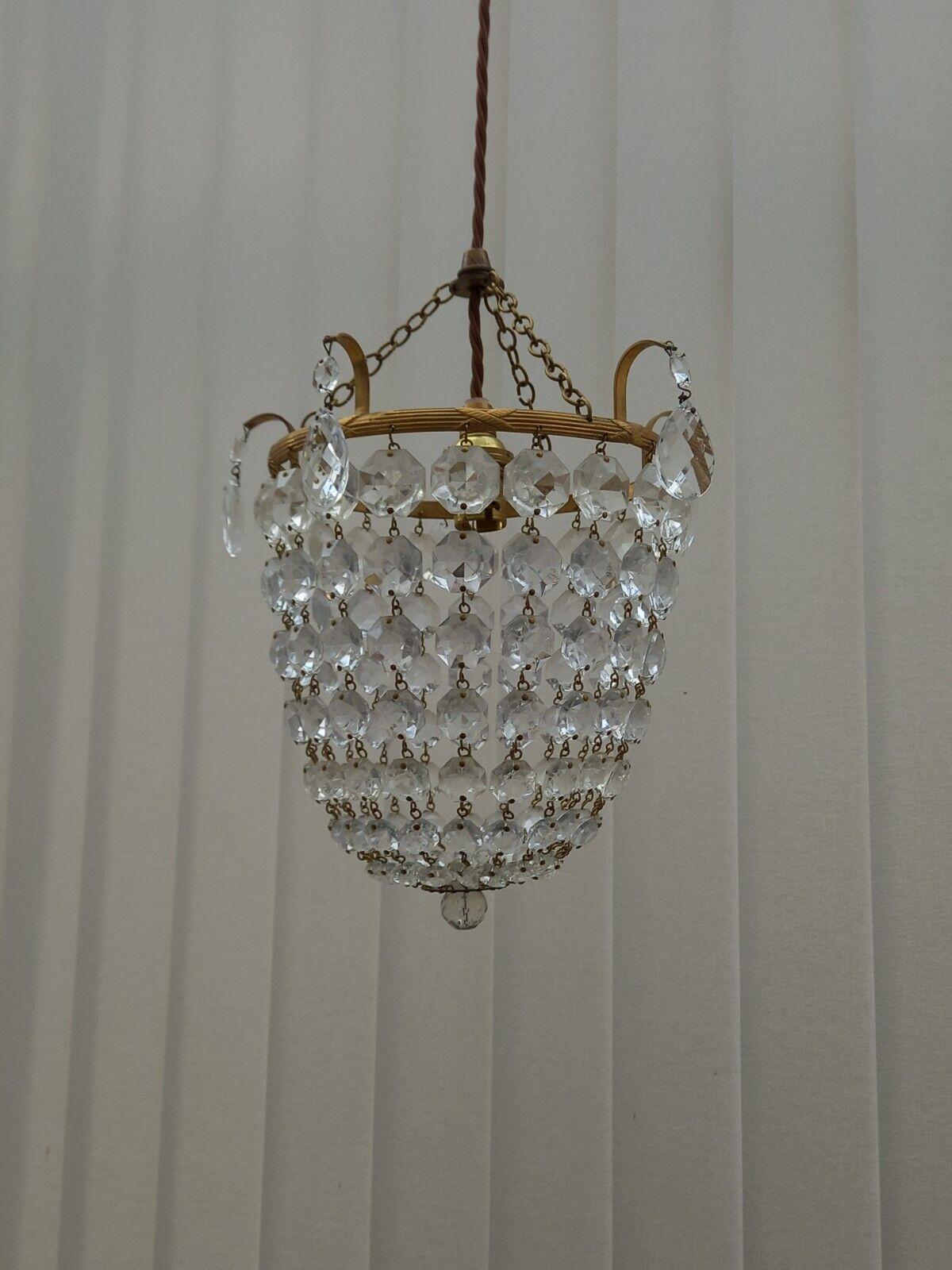 Late 19th Century 19thc British Empire Bronze with Cut Crystal Lantern style Pendant/ Chandelier For Sale