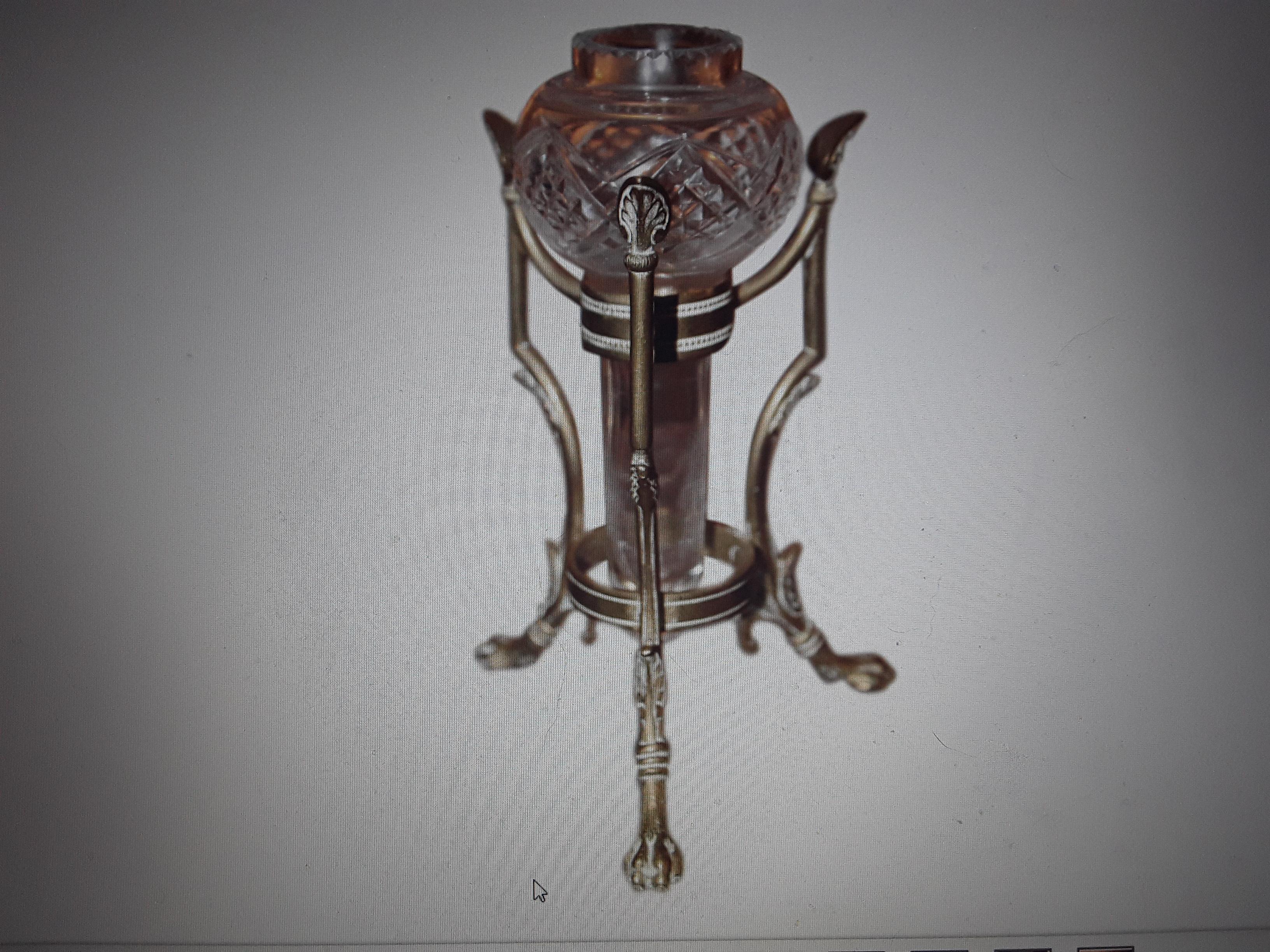 Vase/Epergne anglais Osler du 19ème siècle en bronze doré et cristal taillé signé en vente 3