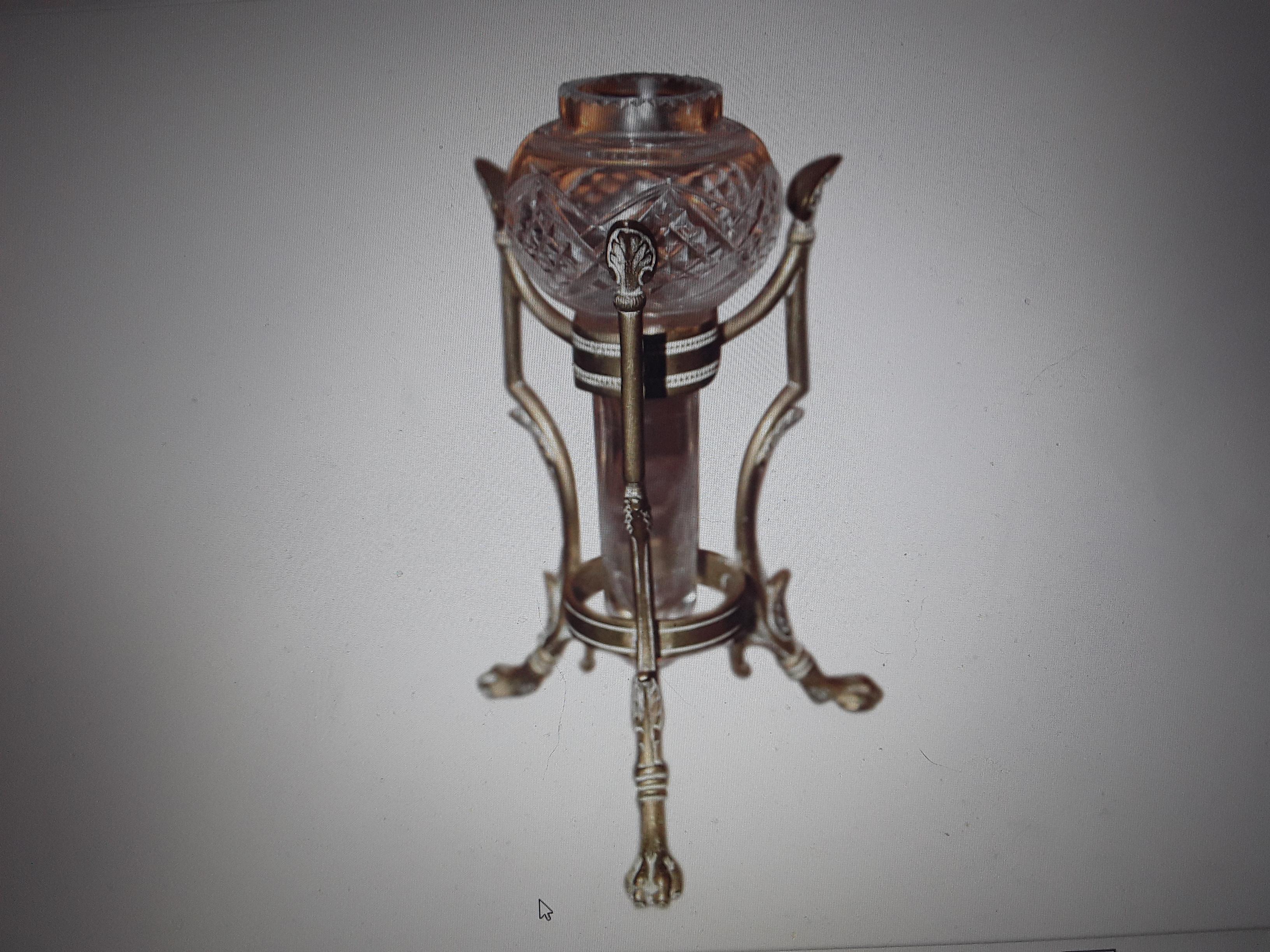 Vase/Epergne anglais Osler du 19ème siècle en bronze doré et cristal taillé signé en vente 4