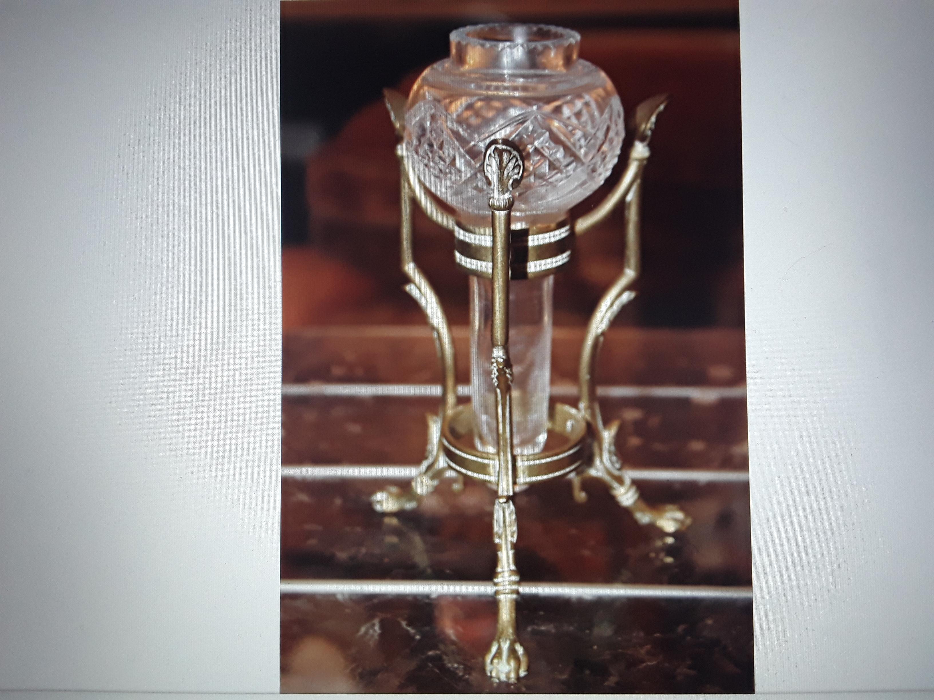 Vase/Epergne anglais Osler du 19ème siècle en bronze doré et cristal taillé signé en vente 2