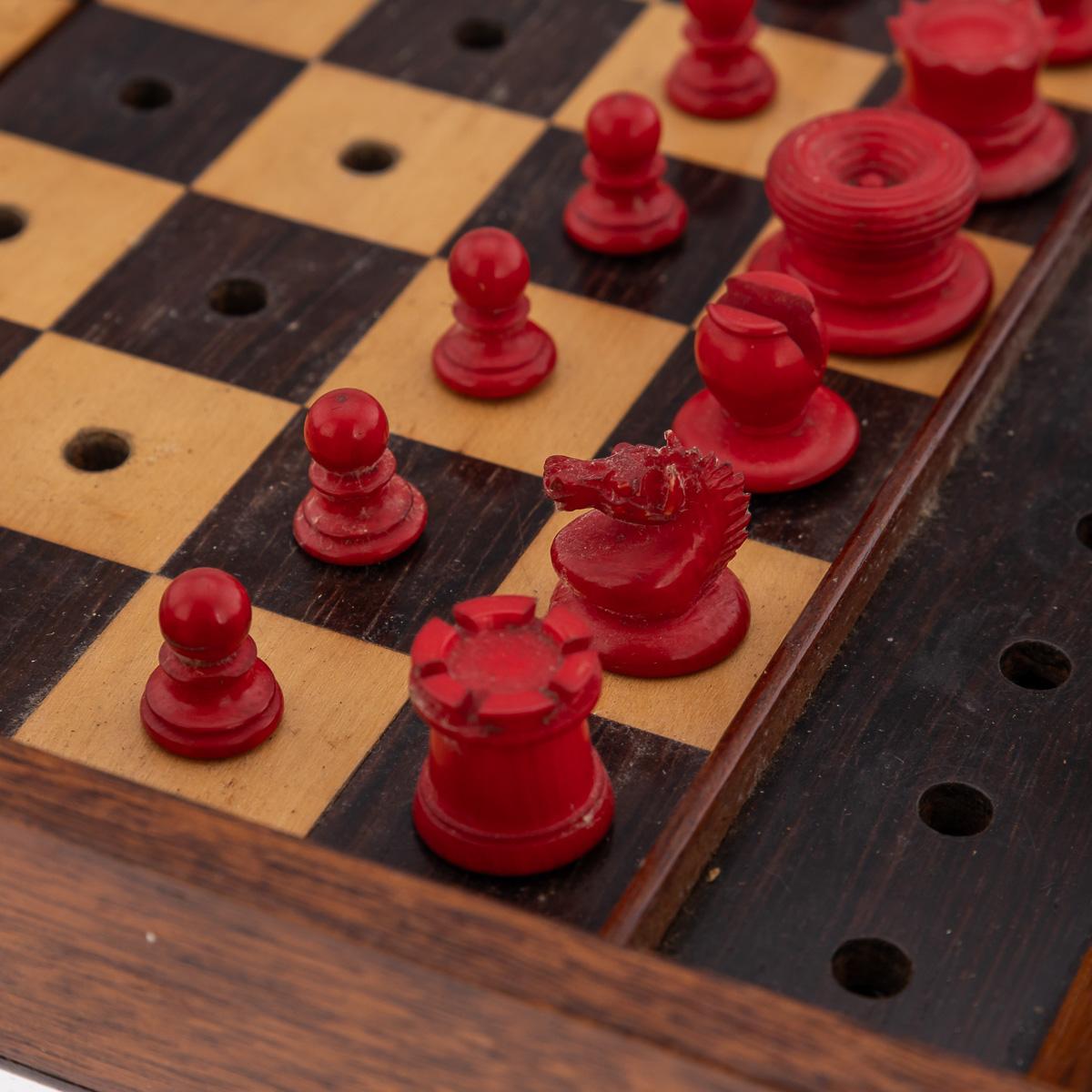 19thC British Mahogany Cased Chess Set by Jacques & Son, c.1890 For Sale 6