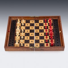 Ensemble d'échecs britannique du 19e siècle en acajou par Jacques & Son, vers 1890
