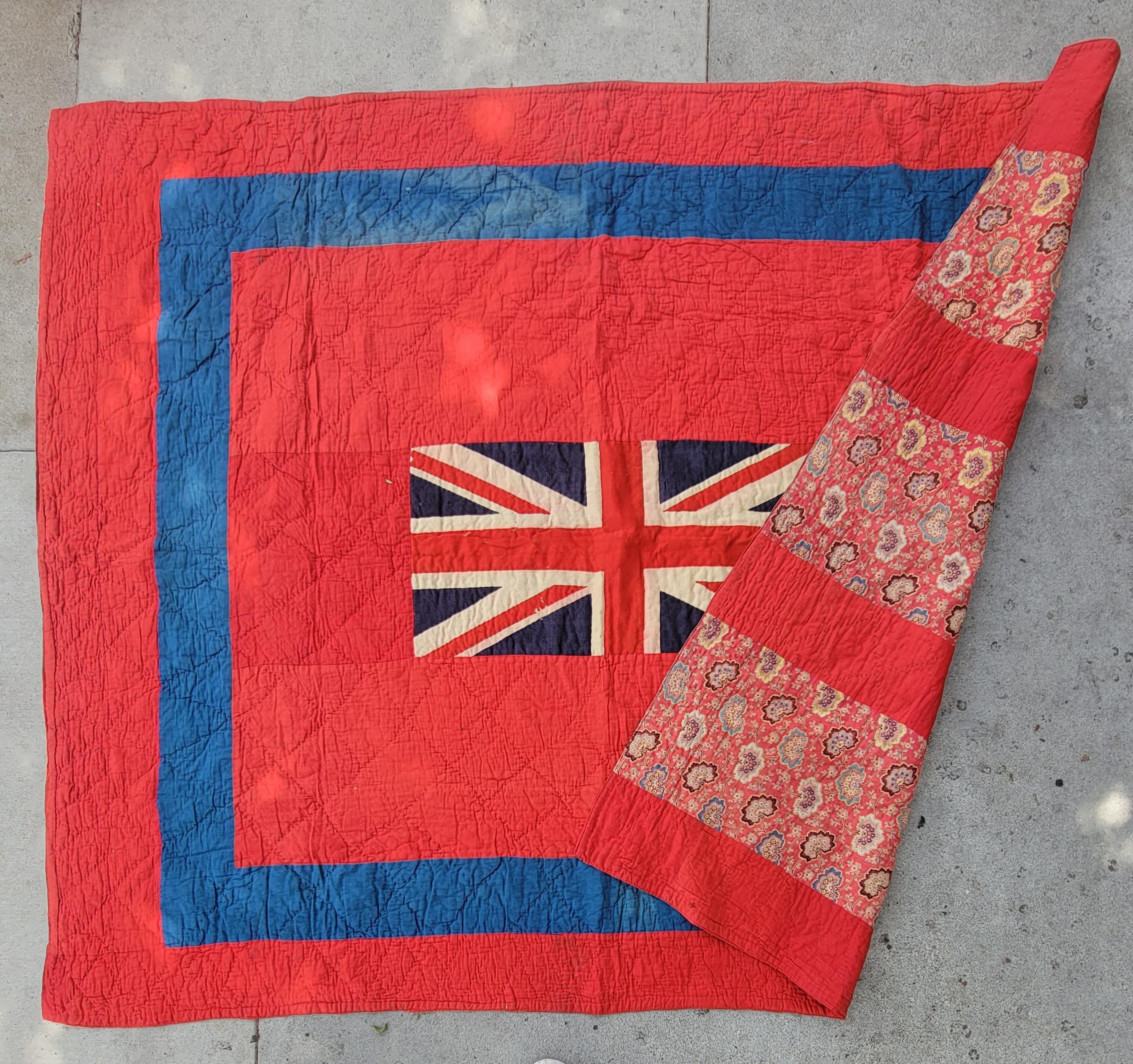 19Thc British Wool Flag Quilt In Good Condition In Los Angeles, CA