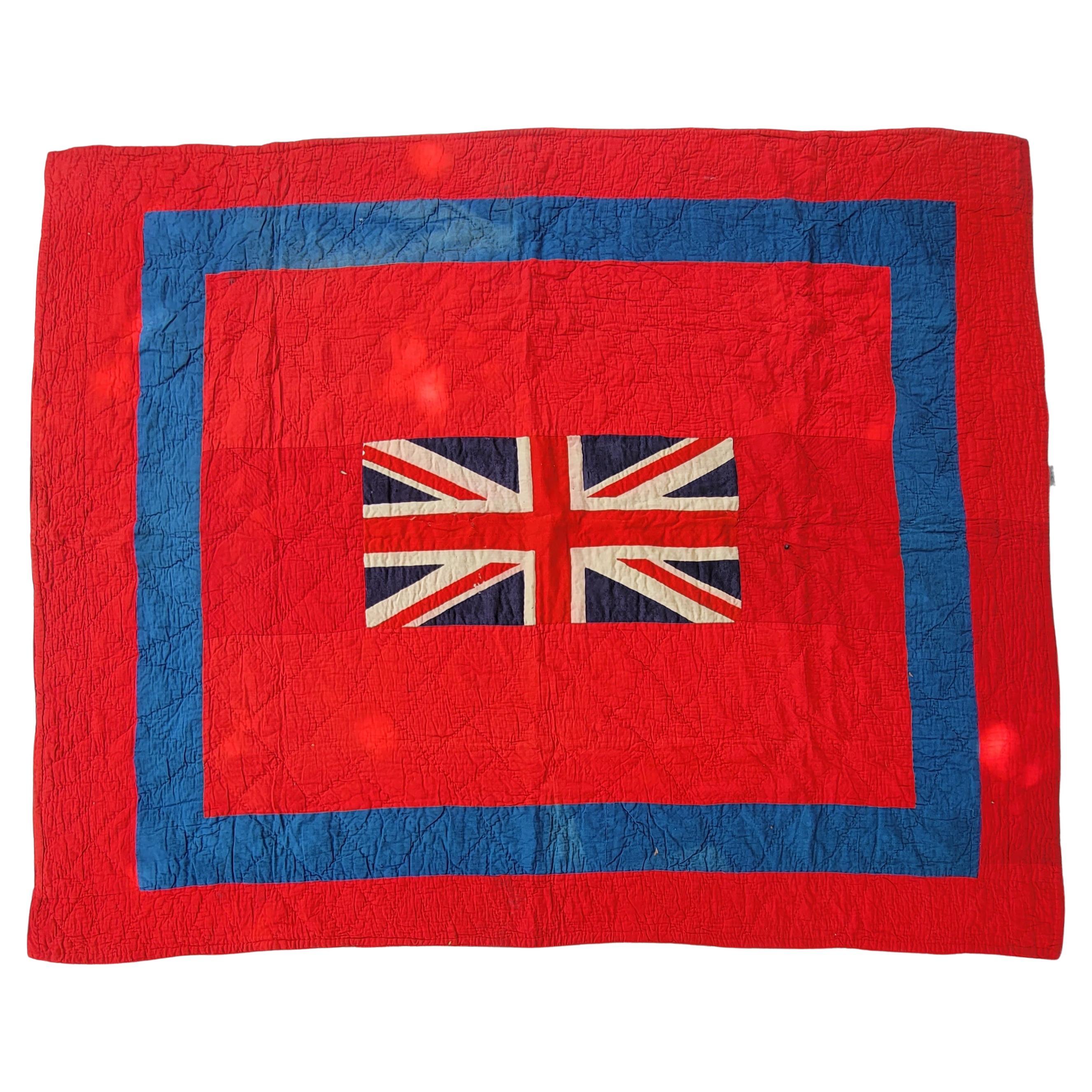 19Thc British Wool Flag Quilt