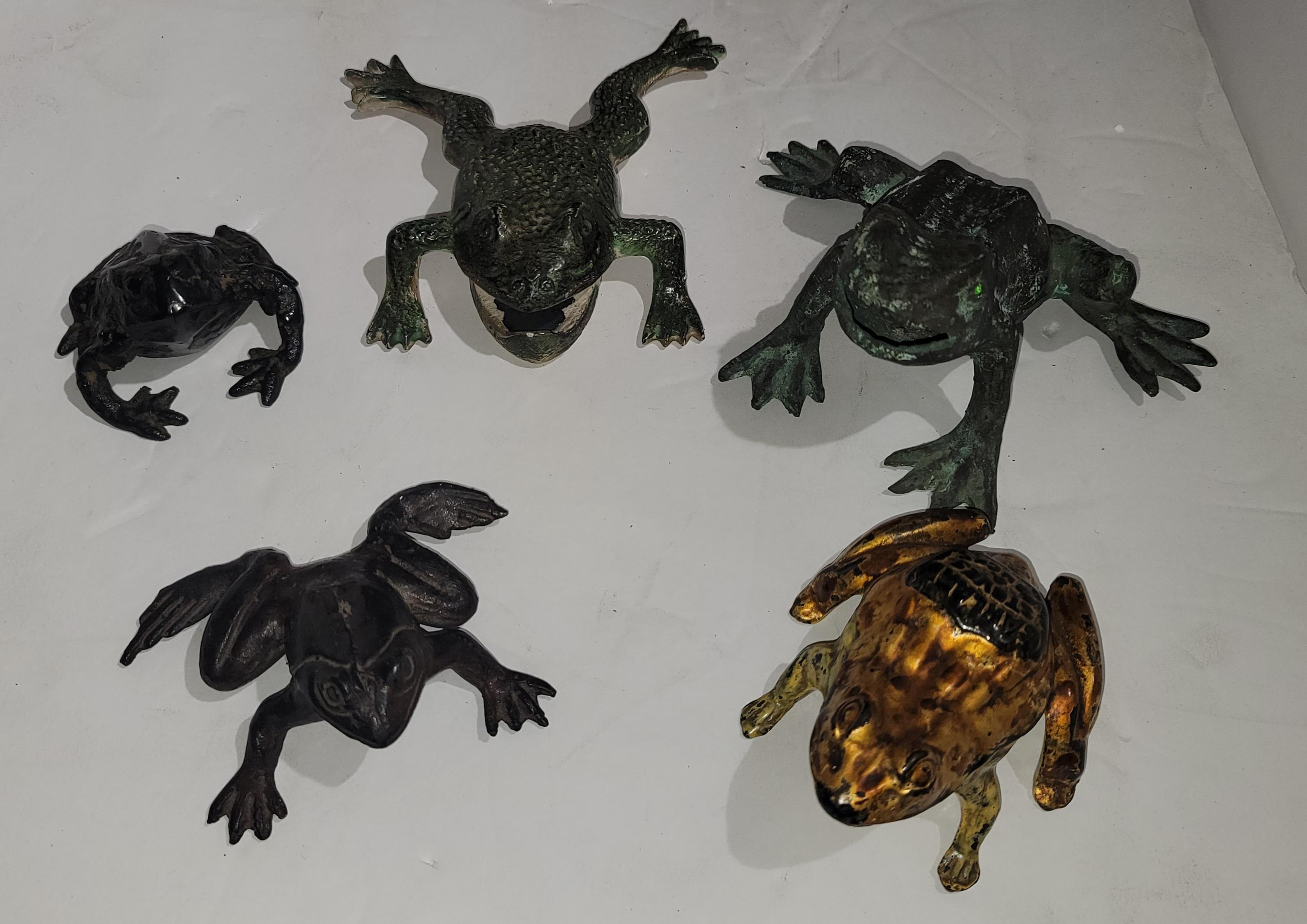Patinated 19Thc Bronze & Iron Frogs Collection