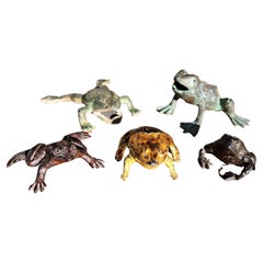19Thc Bronze & Iron Frogs Collection