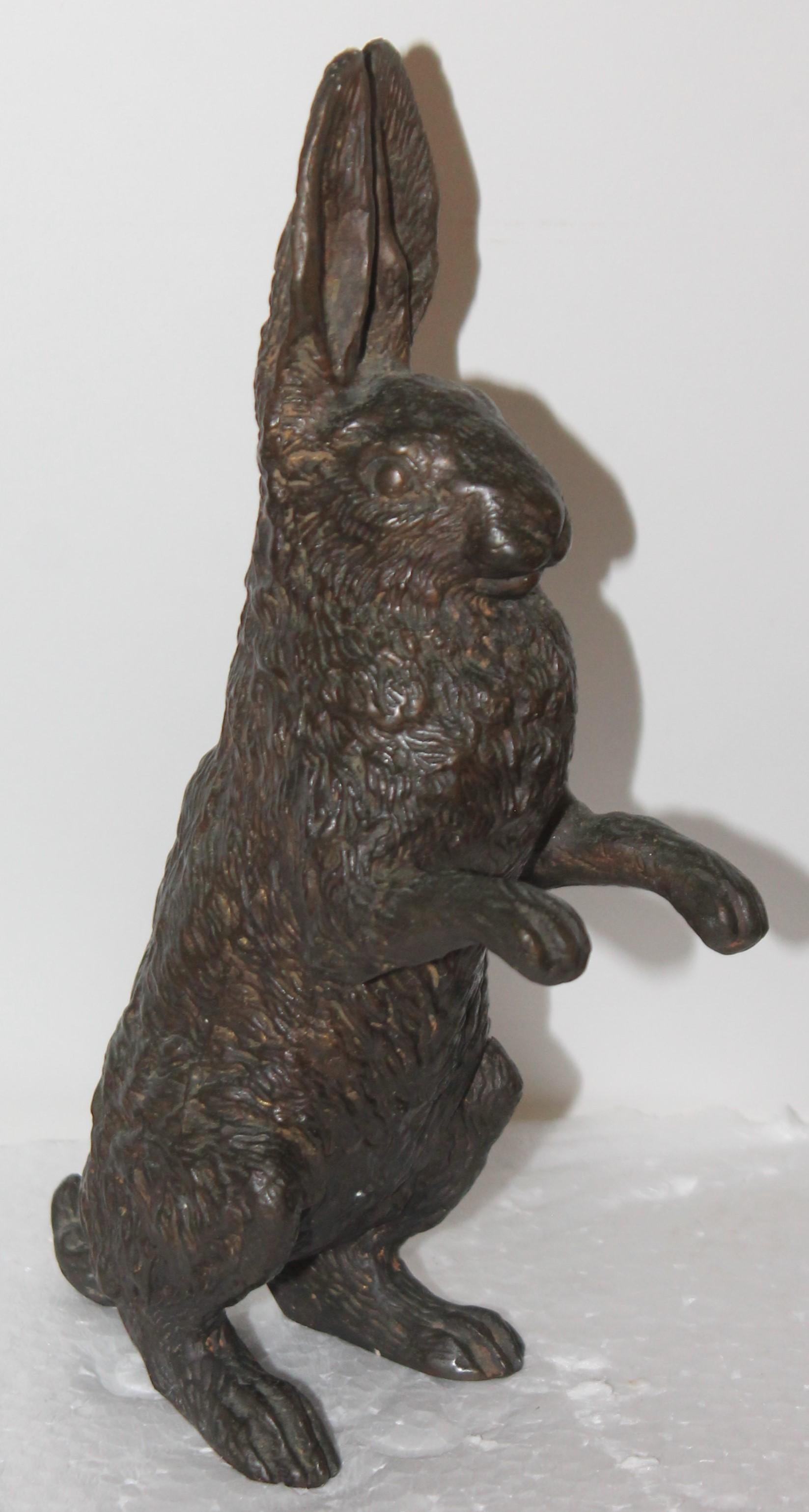 19th Century Bronze Rabbit Sculpture Brass Basket Full of Fruit at 1stDibs