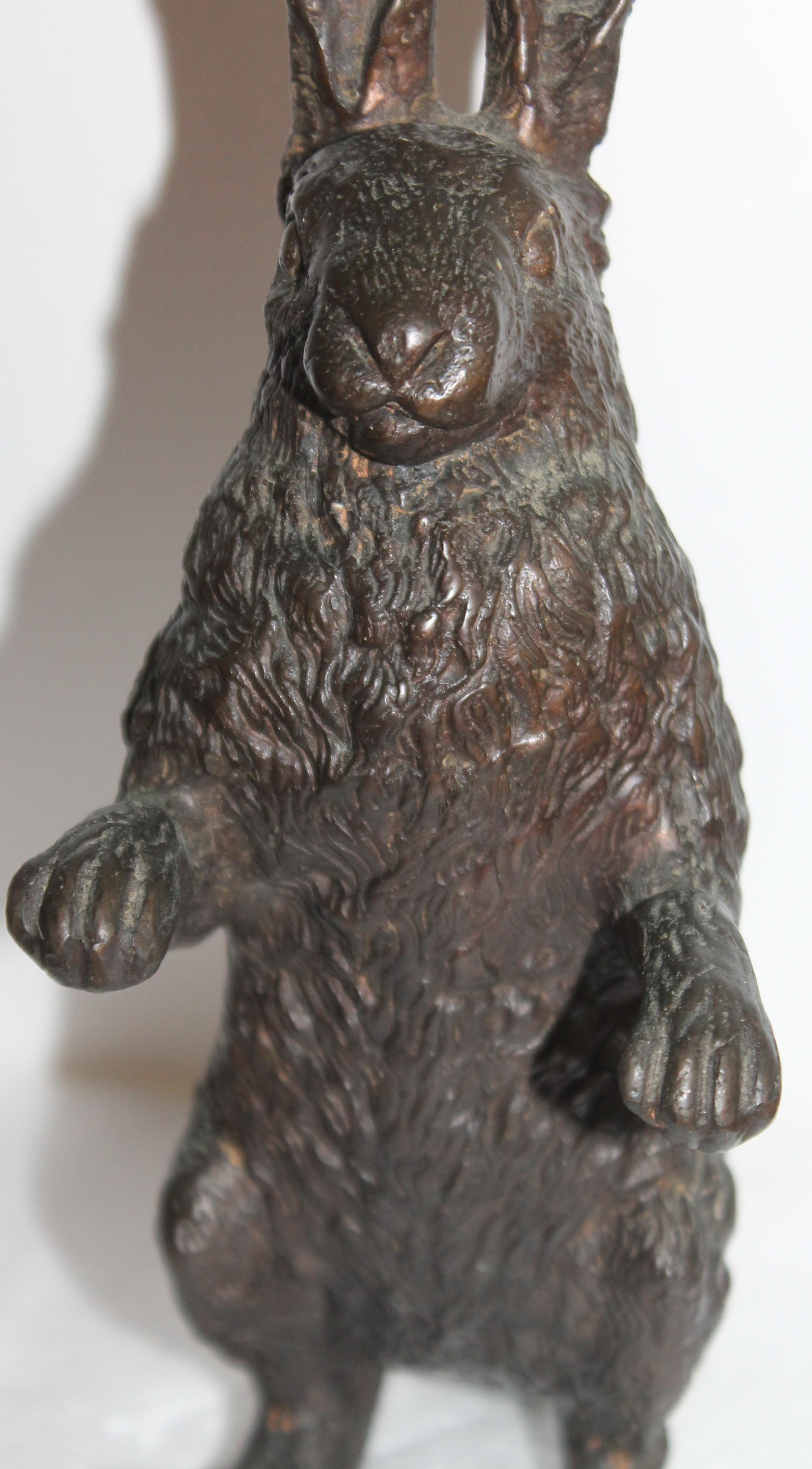 19th Century Bronze Rabbit Sculpture Brass Basket Full of Fruit at 1stDibs