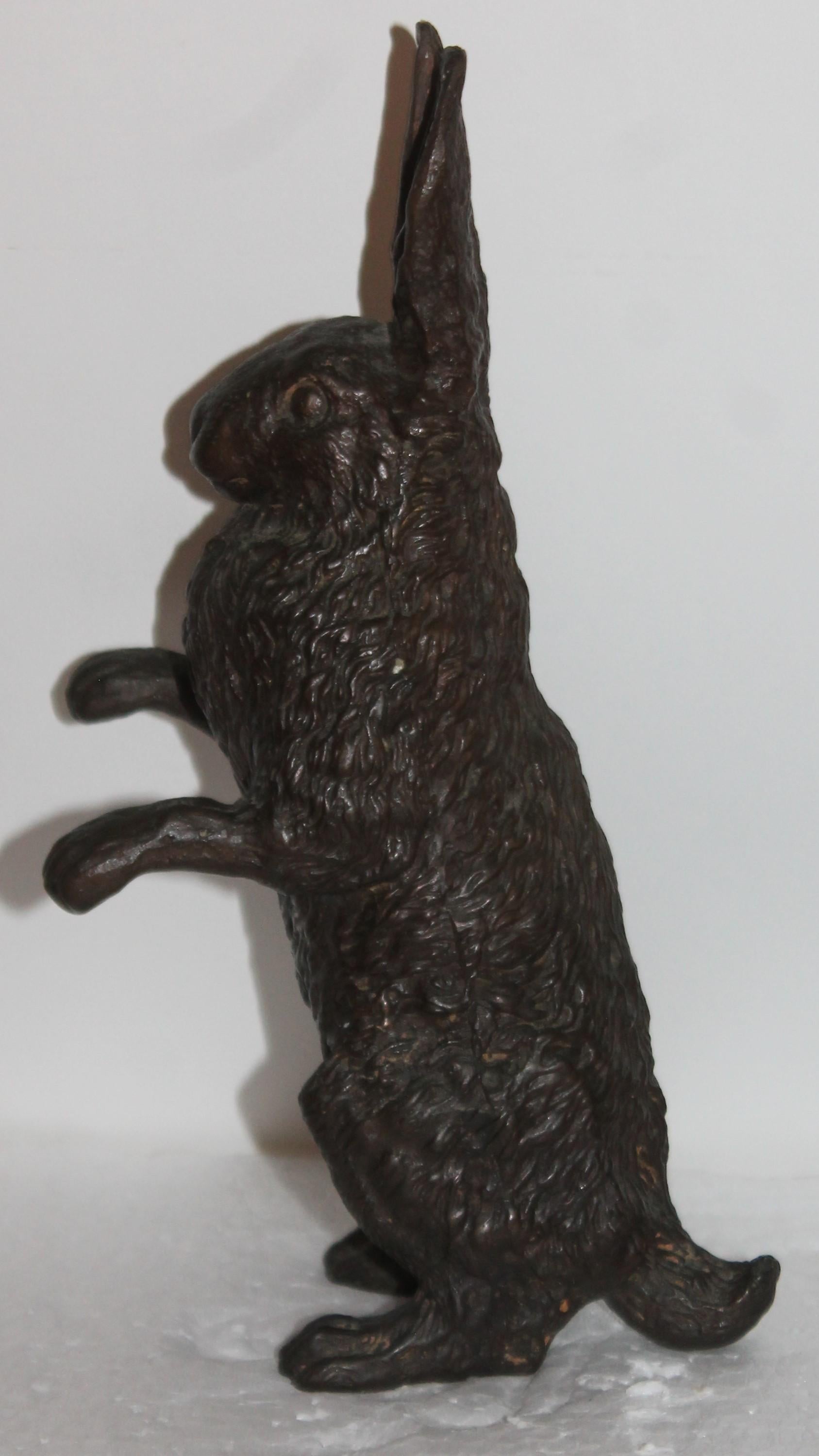 19th Century Bronze Rabbit Sculpture Brass Basket Full of Fruit at 1stDibs