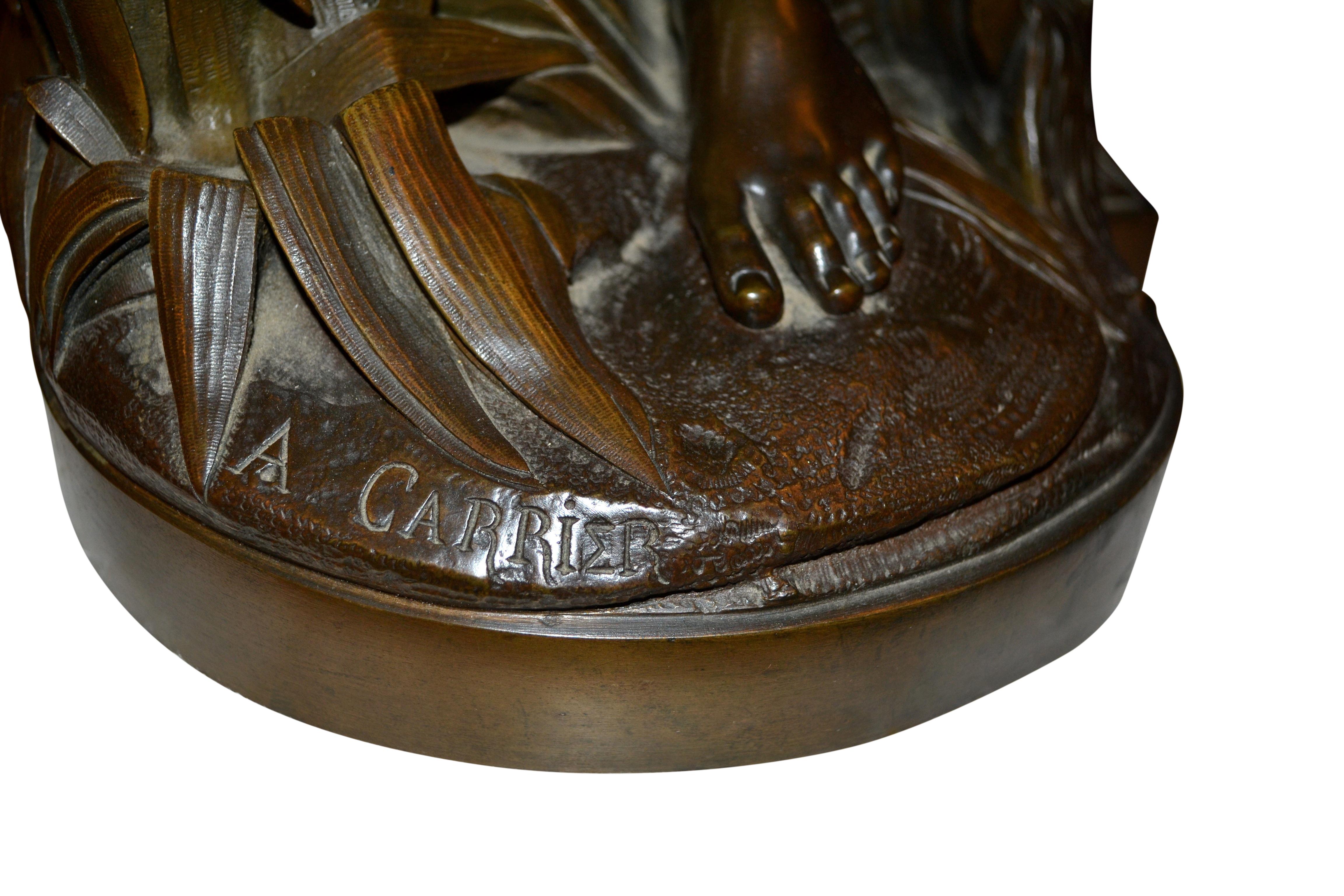 statue en bronze d'une nymphe:: 19e siècle:: par A. Carrier en vente 2