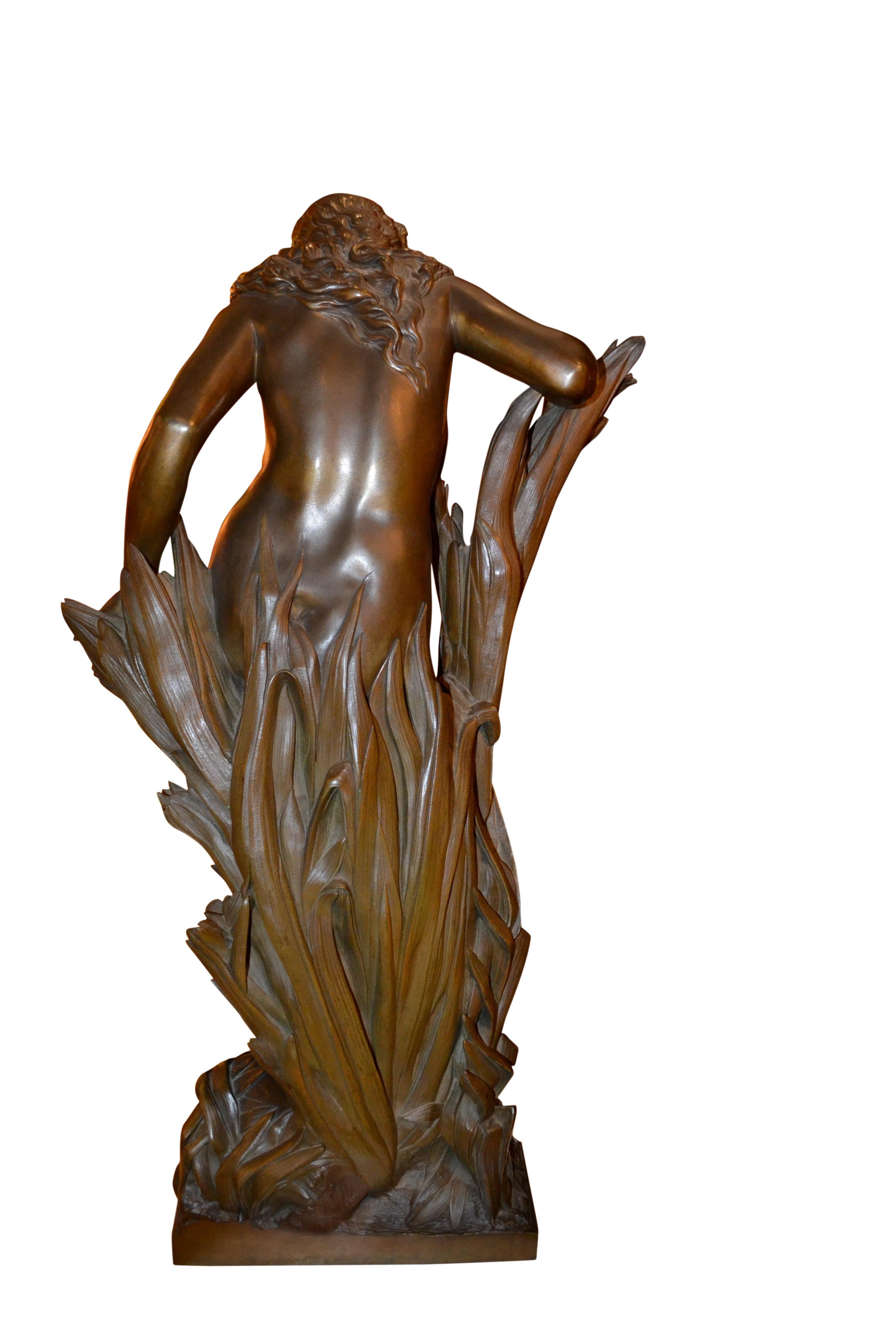 Calco Statua di bronzo del XIX secolo di una ninfa di A. Carrier in vendita