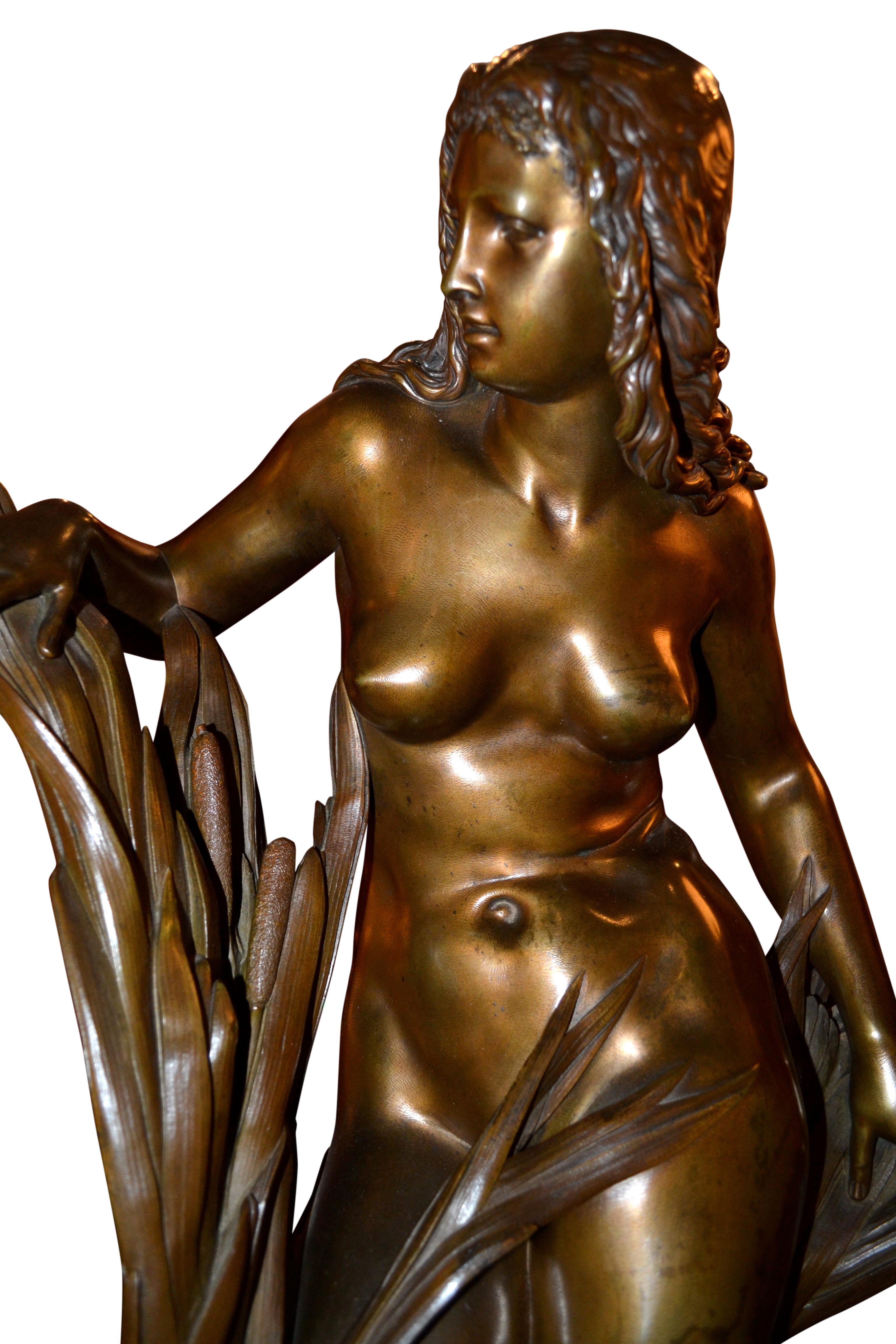 19th Century Bronze Statue of a Nymph by A. Carrier In Good Condition For Sale In Vancouver, British Columbia
