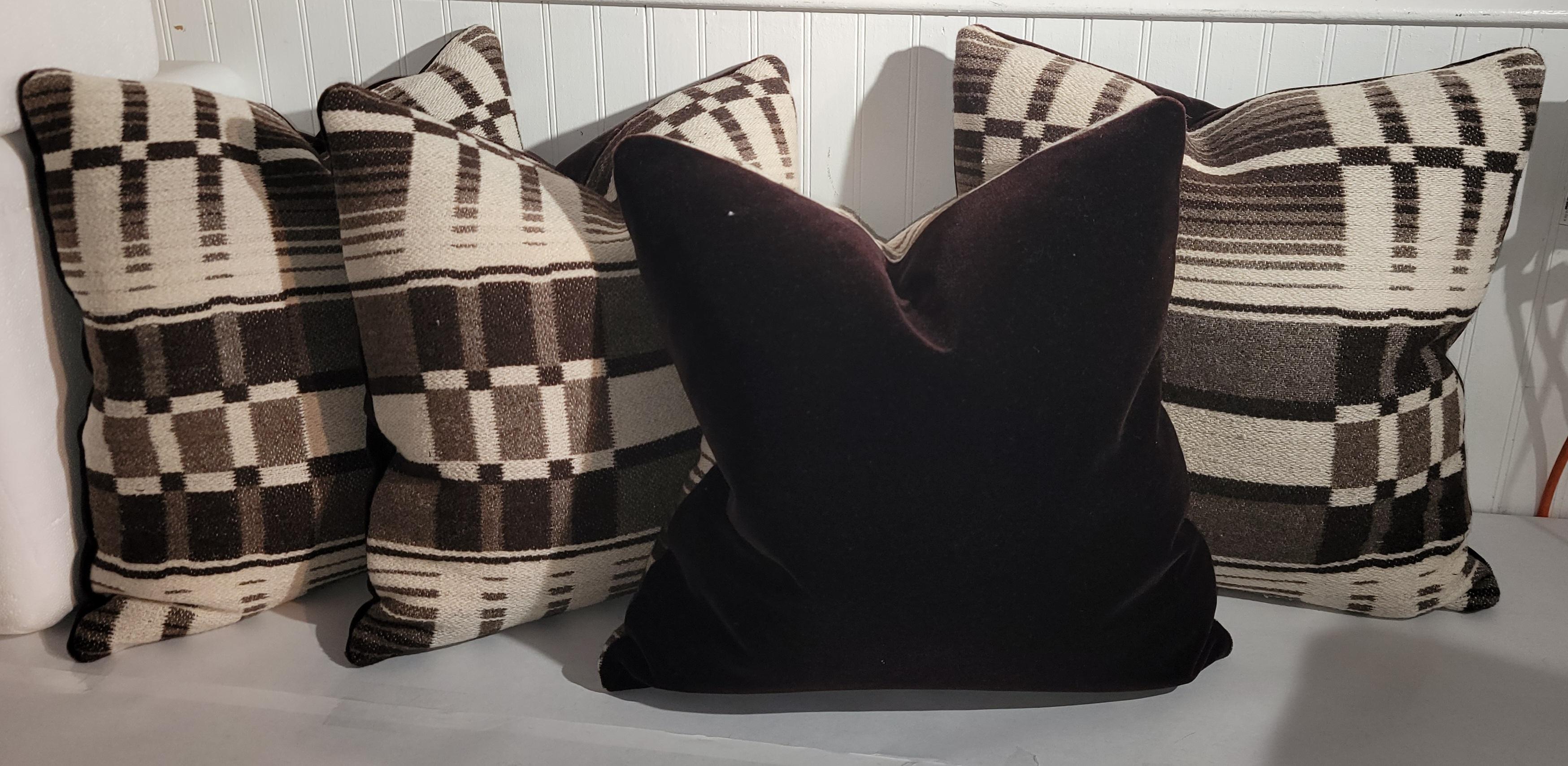 These amazing hand woven cotton horse blanket pillows are in fine condition and sold as a collection of four pillows.Two pairs of pillows.