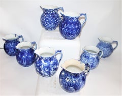 19th Century Bulbous Sponge Ware Pitcher Collection, 8 Pieces