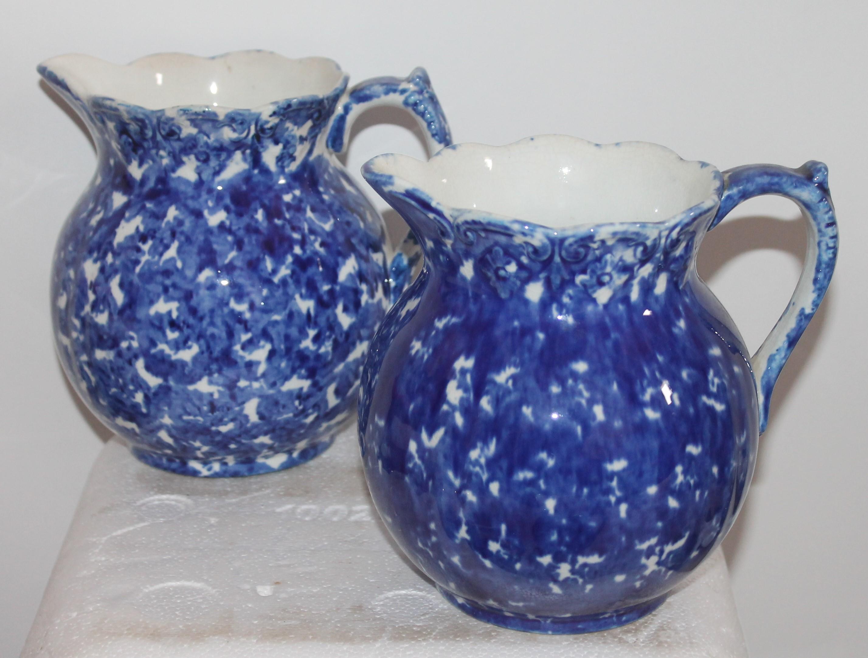 19th Century Bulbous Sponge Ware Pitcher Collection, 8 Pieces In Excellent Condition For Sale In Los Angeles, CA