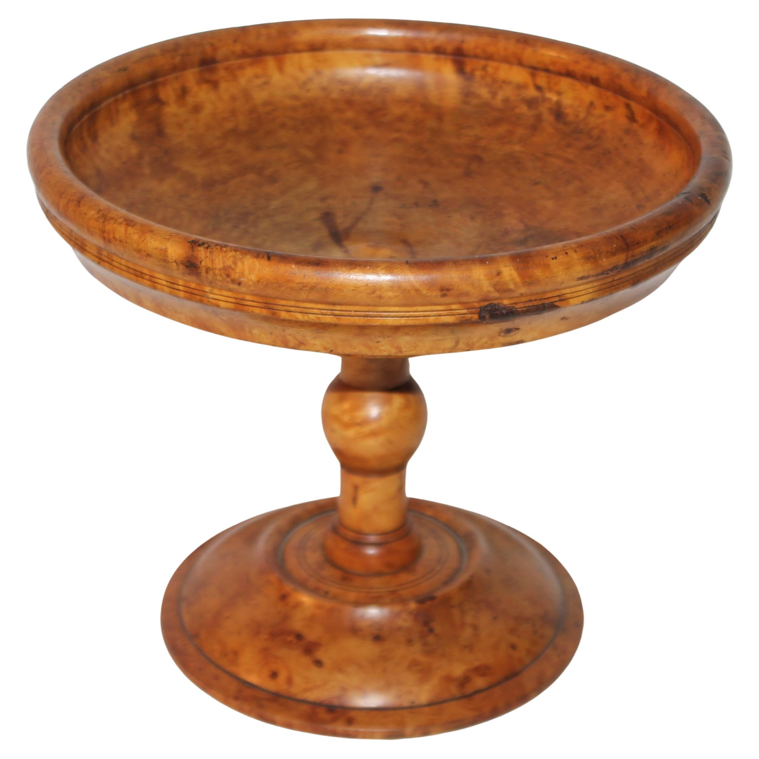 19thC Burl Tiger Maple Compote For Sale