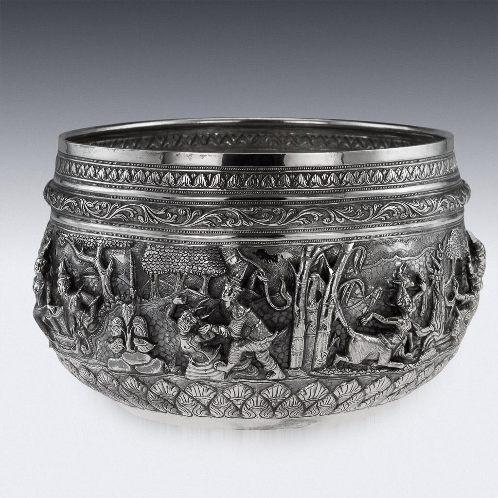 19th Century Burmese Silver Thabeik Bowl, Rangoon, circa 1880 In Good Condition In Royal Tunbridge Wells, Kent