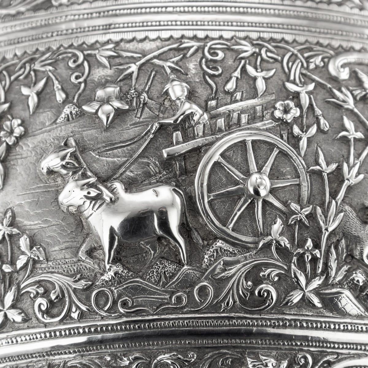 19th Century Burmese Solid Silver Handcrafted Bowl, circa 1880 9