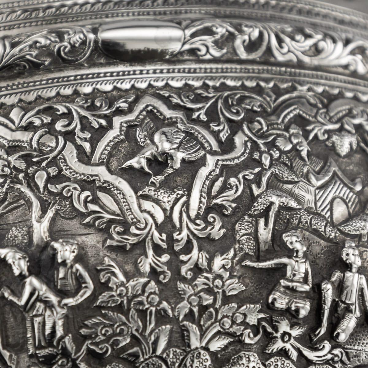 19th Century Burmese Solid Silver Handcrafted Bowl, circa 1880 10