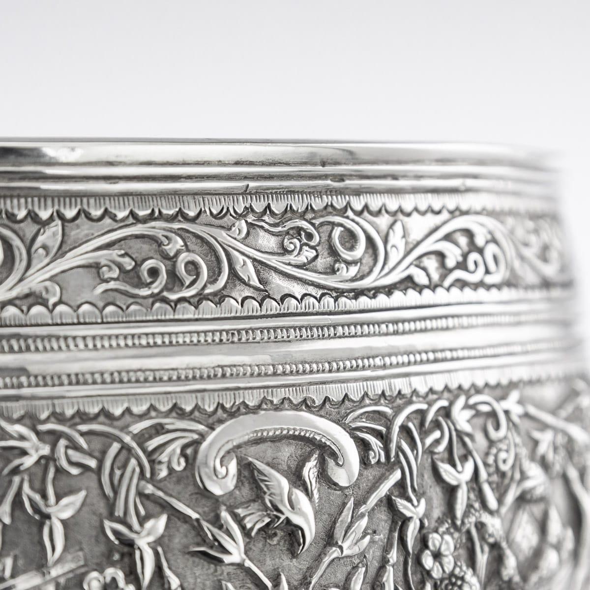 19th Century Burmese Solid Silver Handcrafted Bowl, circa 1880 11