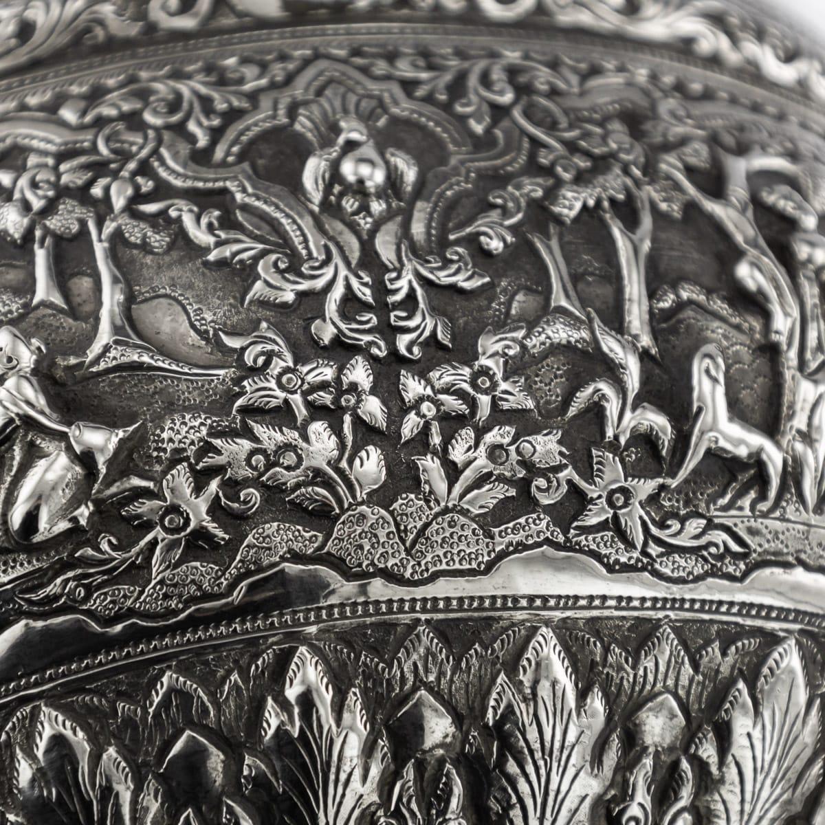 19th Century Burmese Solid Silver Handcrafted Bowl, circa 1880 12