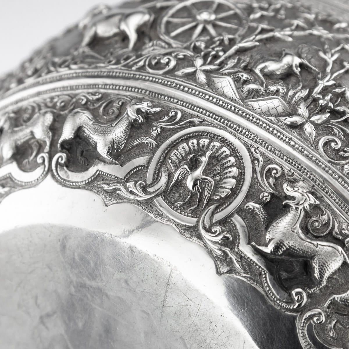 19th Century Burmese Solid Silver Handcrafted Bowl, circa 1880 12