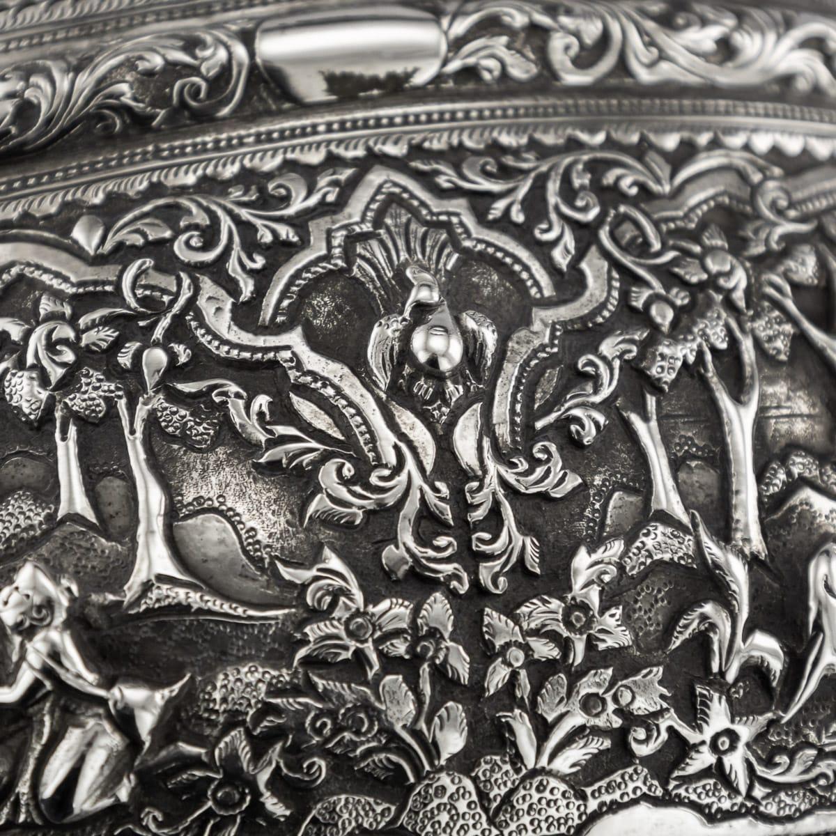 19th Century Burmese Solid Silver Handcrafted Bowl, circa 1880 13