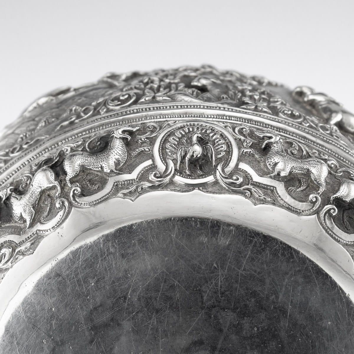 19th Century Burmese Solid Silver Handcrafted Bowl, circa 1880 14
