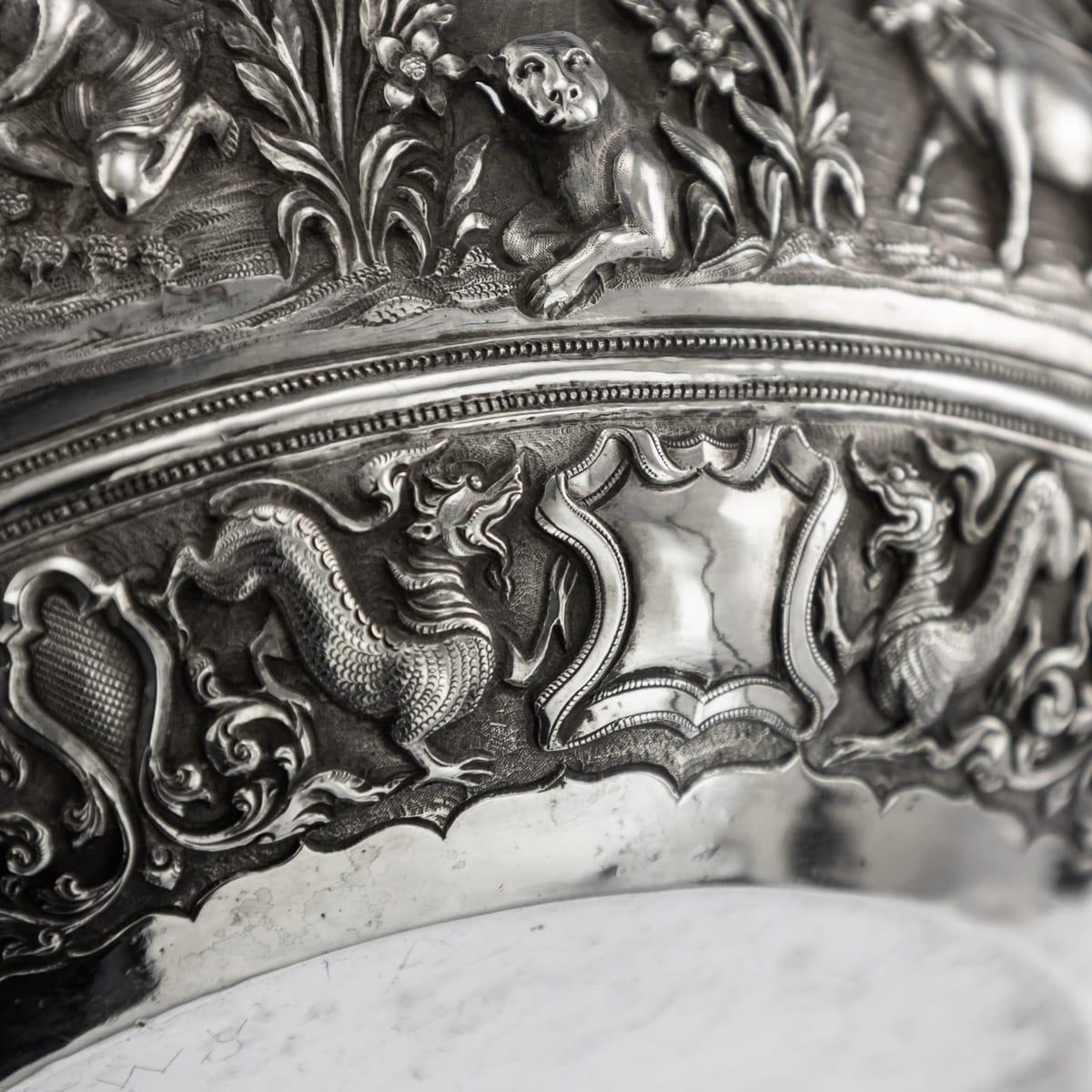 19th Century Burmese Solid Silver Handcrafted Bowl, circa 1880 For Sale 13