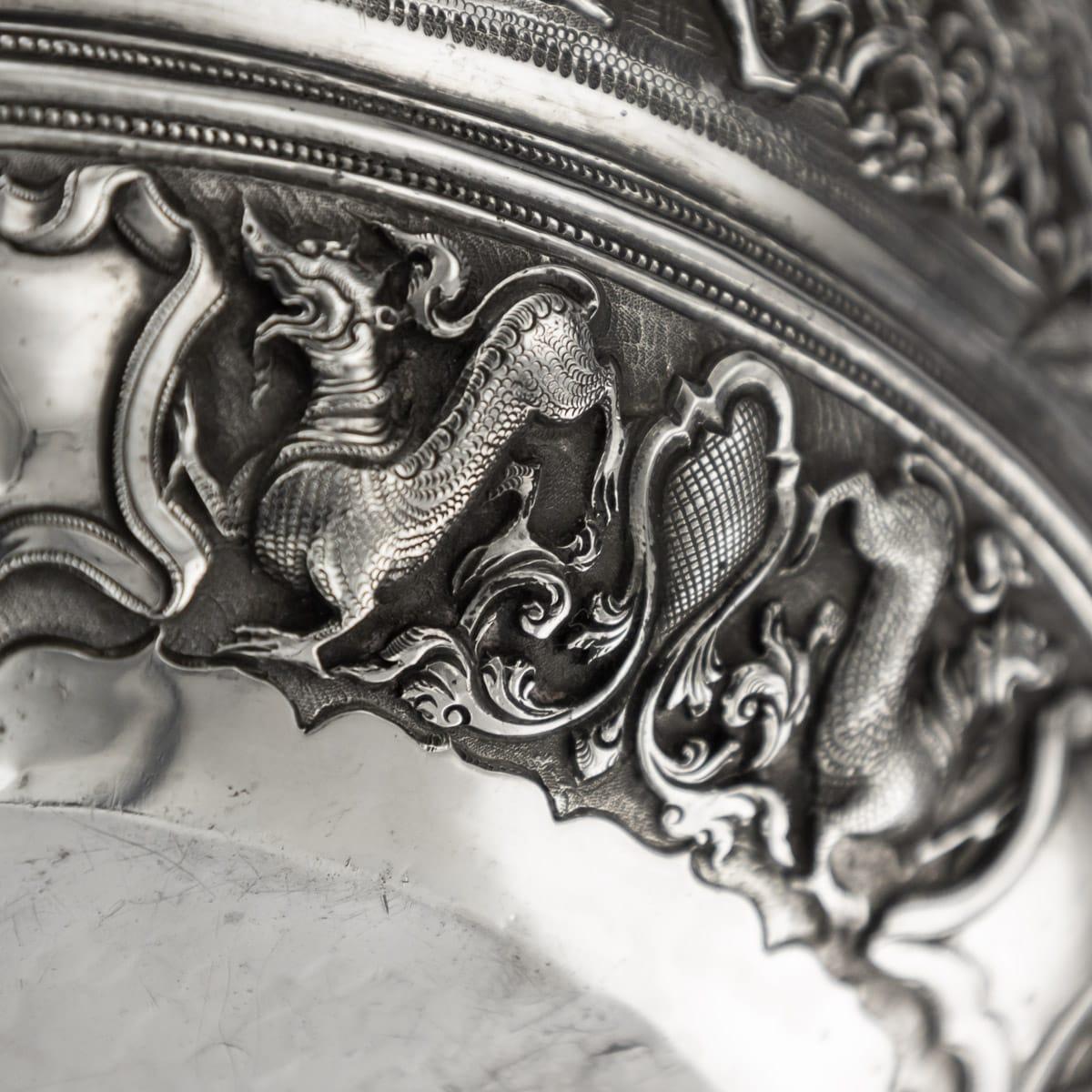 19th Century Burmese Solid Silver Handcrafted Bowl, circa 1880 For Sale 15