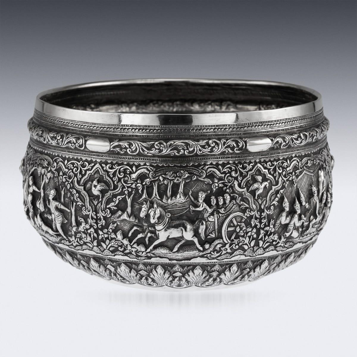 19th Century Burmese Solid Silver Handcrafted Bowl, circa 1880 In Good Condition In Royal Tunbridge Wells, Kent