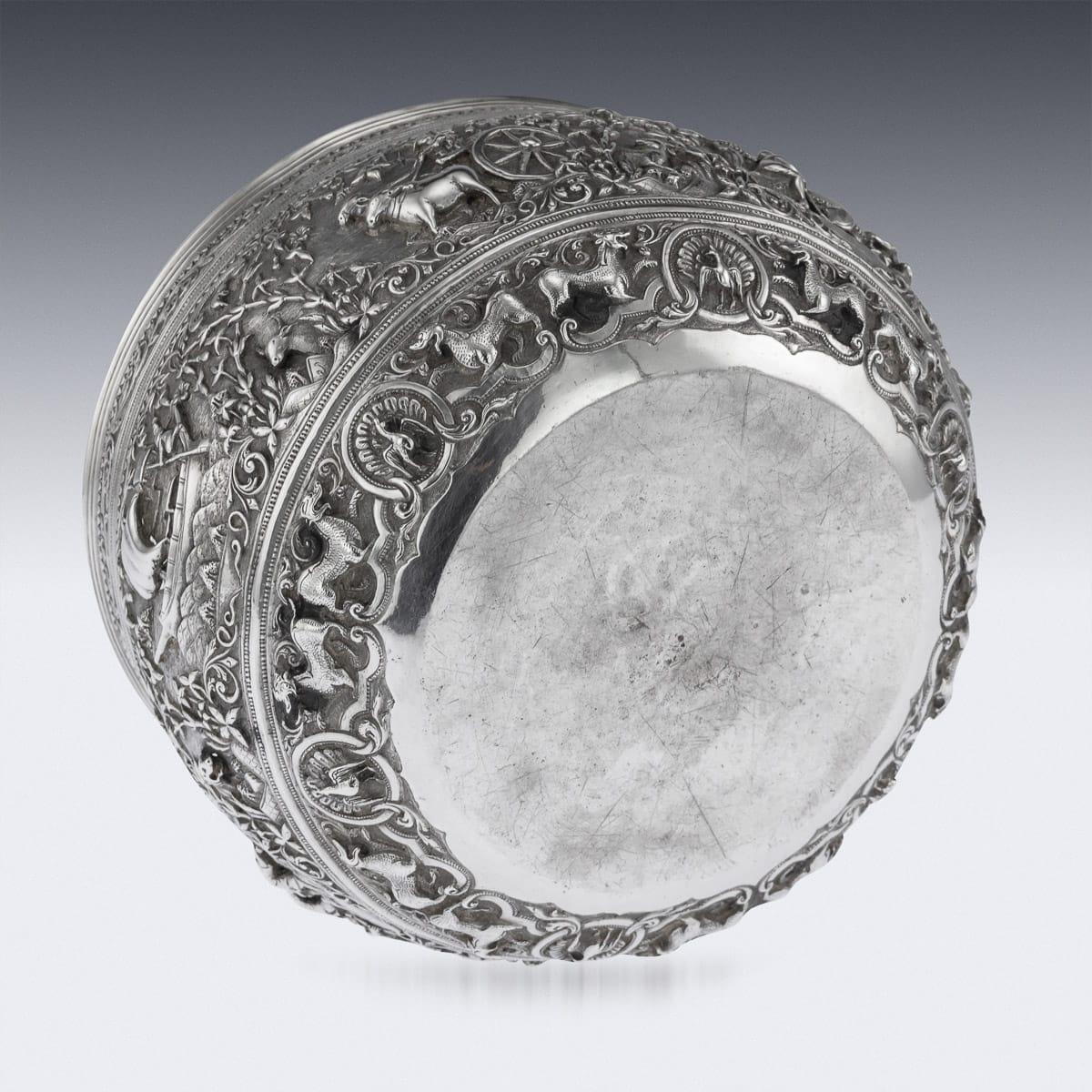 19th Century Burmese Solid Silver Handcrafted Bowl, circa 1880 3