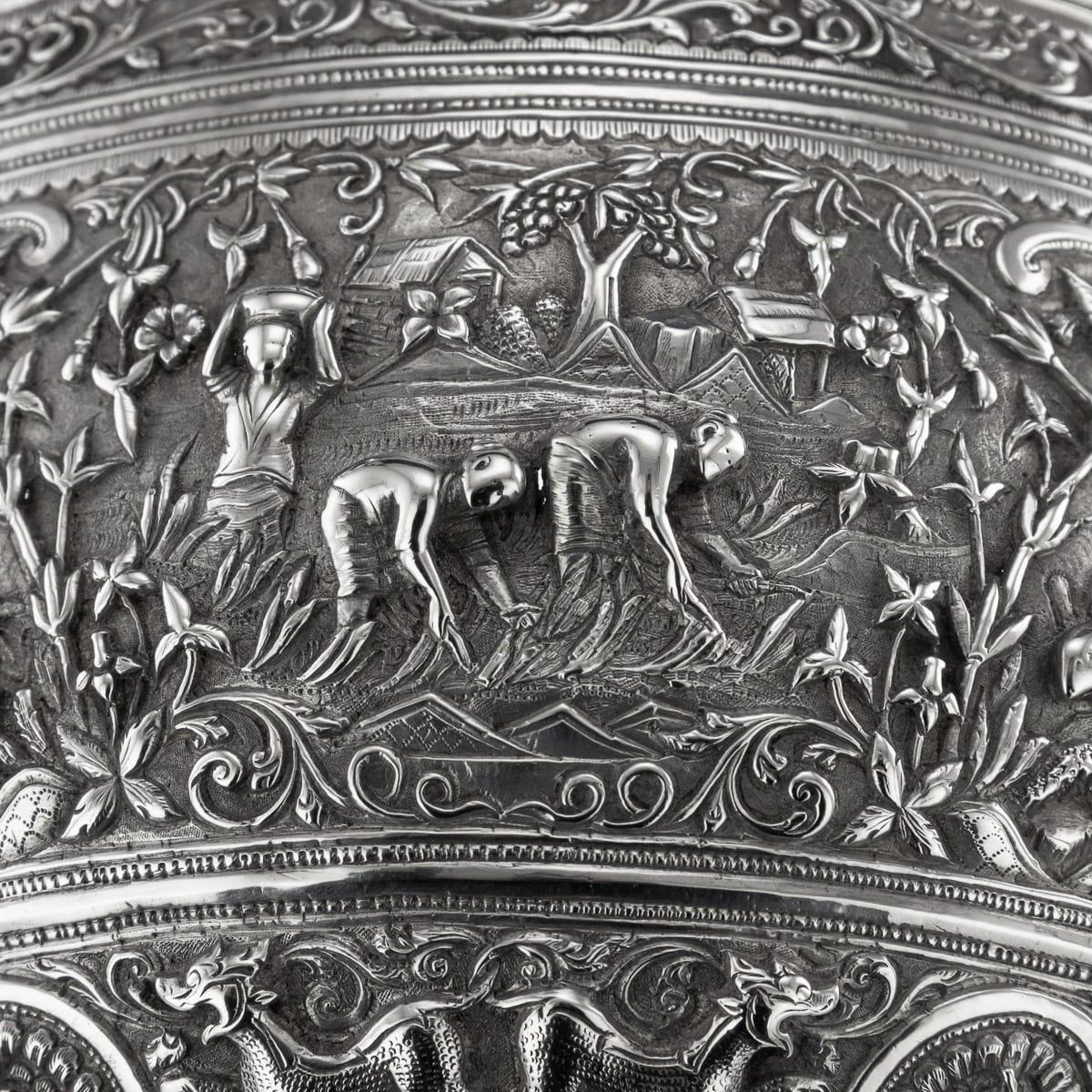 19th Century Burmese Solid Silver Handcrafted Bowl, circa 1880 5