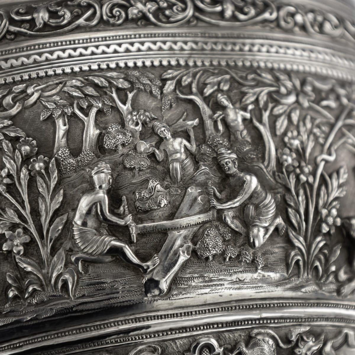 19th Century Burmese Solid Silver Handcrafted Bowl, circa 1880 For Sale 5