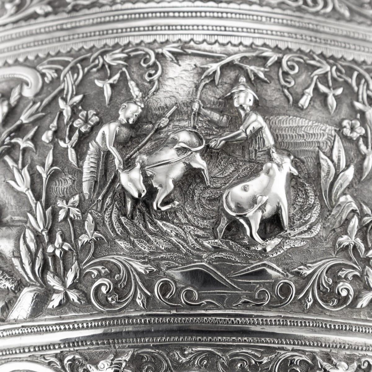 19th Century Burmese Solid Silver Handcrafted Bowl, circa 1880 6