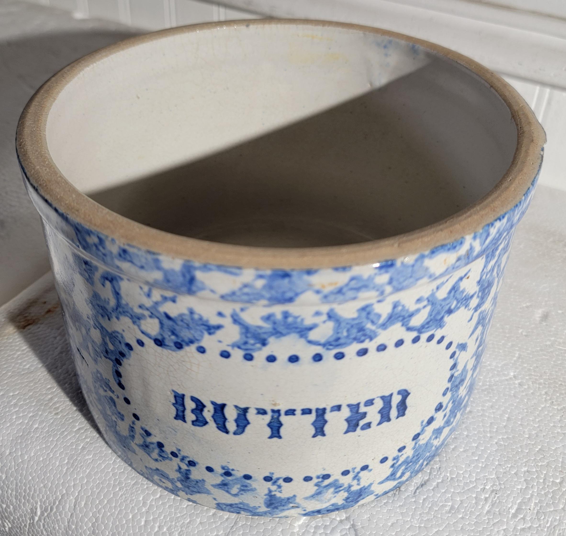 Adirondack 19thc Butter Crock With Lid For Sale