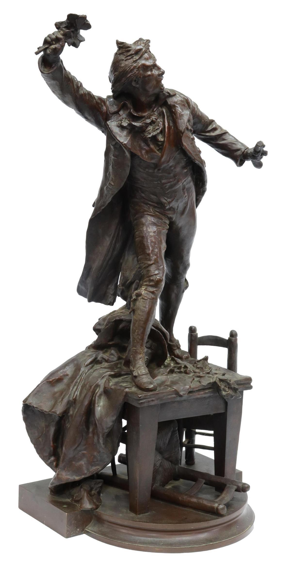 A reminder to start a revolution every day!

Inspired by the French Revolution, this patinated bronze sculpture depicts the legendary revolutionary Camille Desmoulins giving an impassioned speech at Cafe du Foy. A timeless tribute to the man who