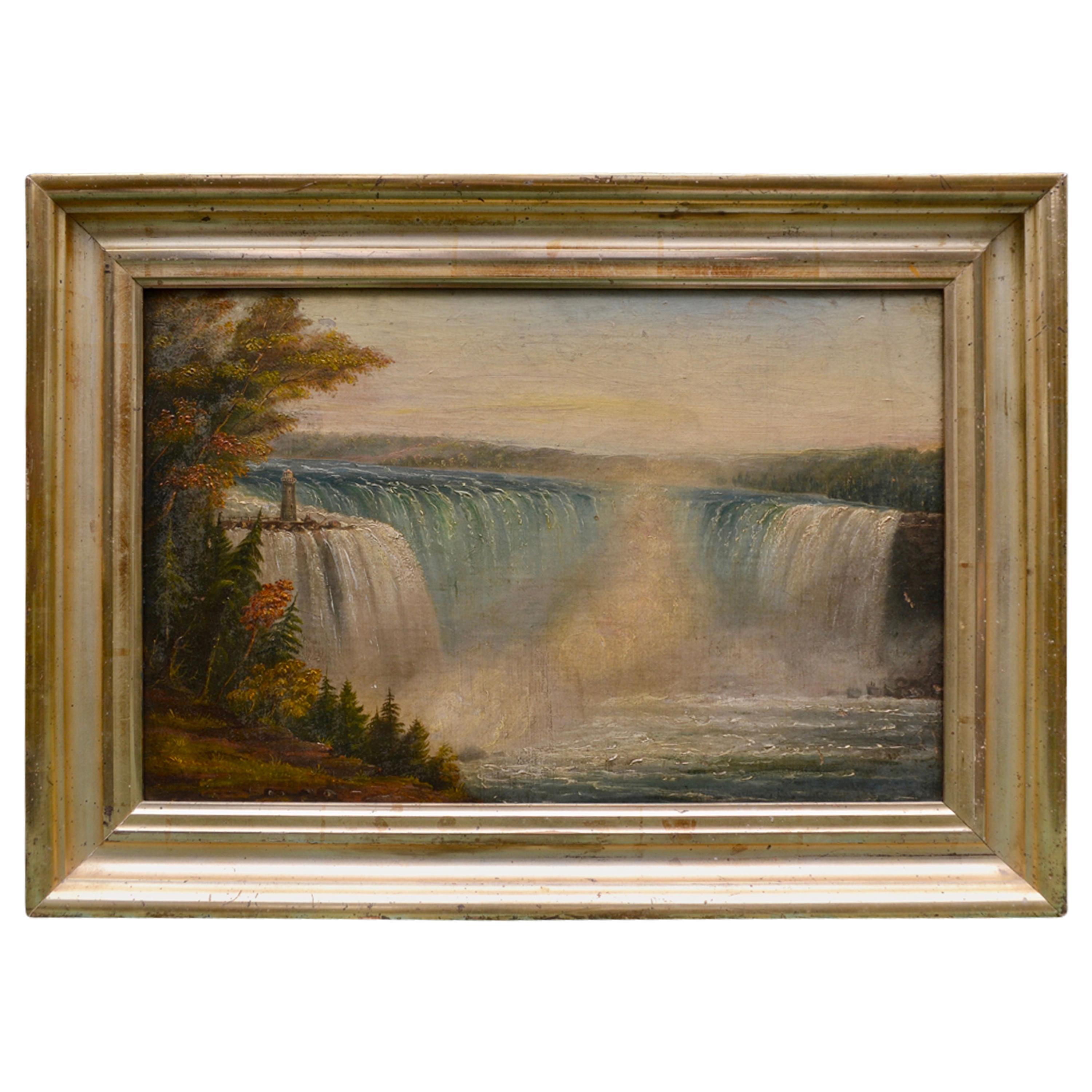 19th Century Canadian Oil Painting of Niagara Falls Attributed to Robert Whale
