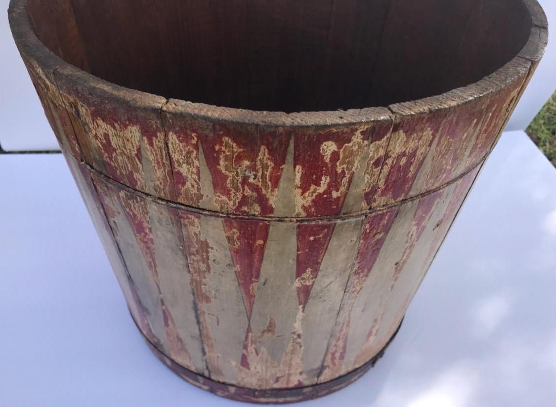 Country 19th Century Carnival Painted Bucket in Original Paint