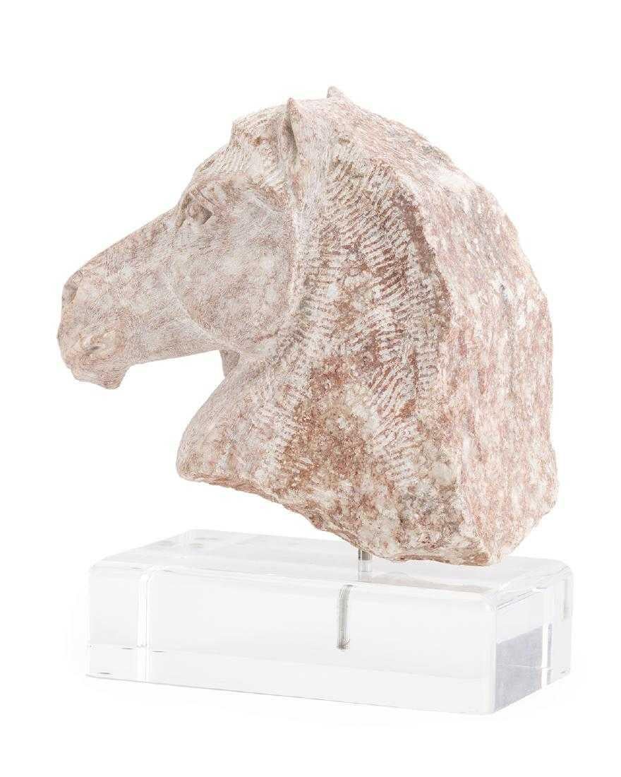 Depicting the busts of a horse and foal raised on an acrylic base 
Measures: 15.5