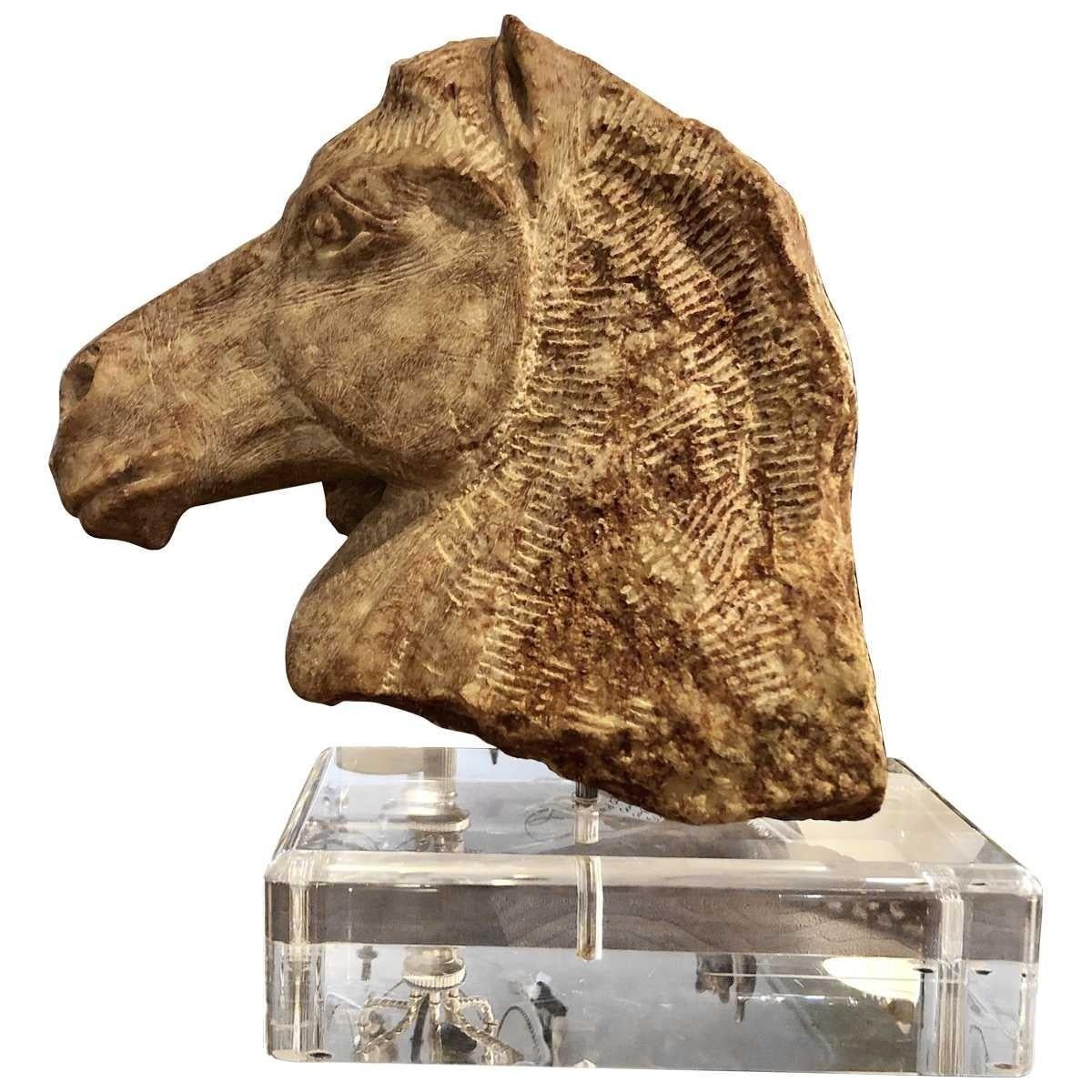 19th Century Carved Soapstone Sculpture of Horse Head For Sale 1
