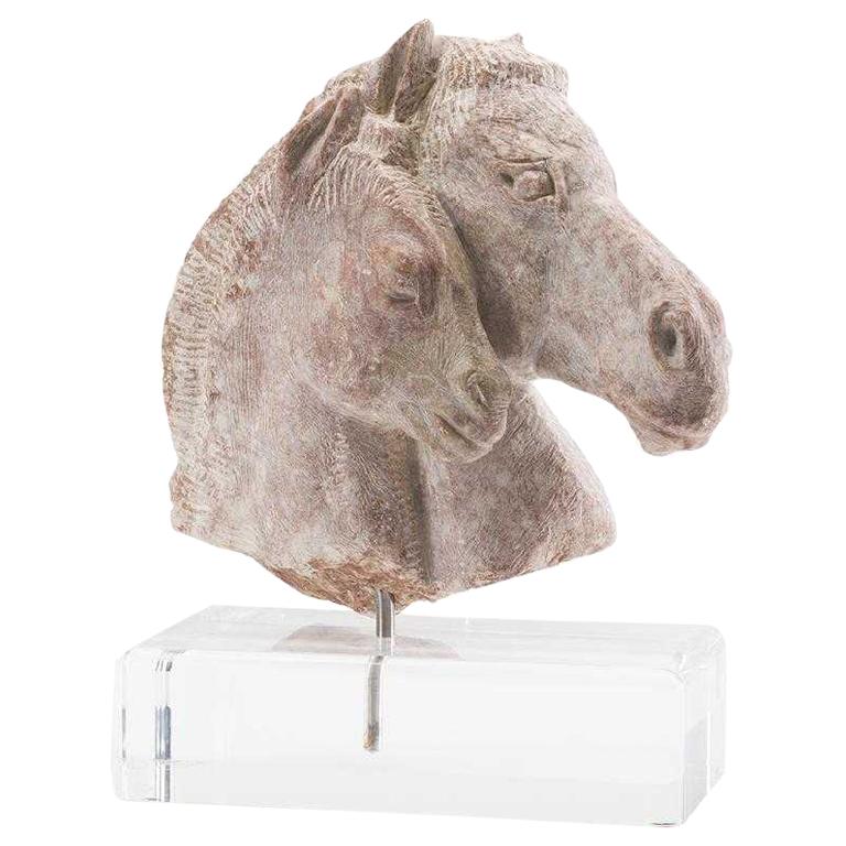 19th Century Carved Soapstone Sculpture of Horse Head For Sale
